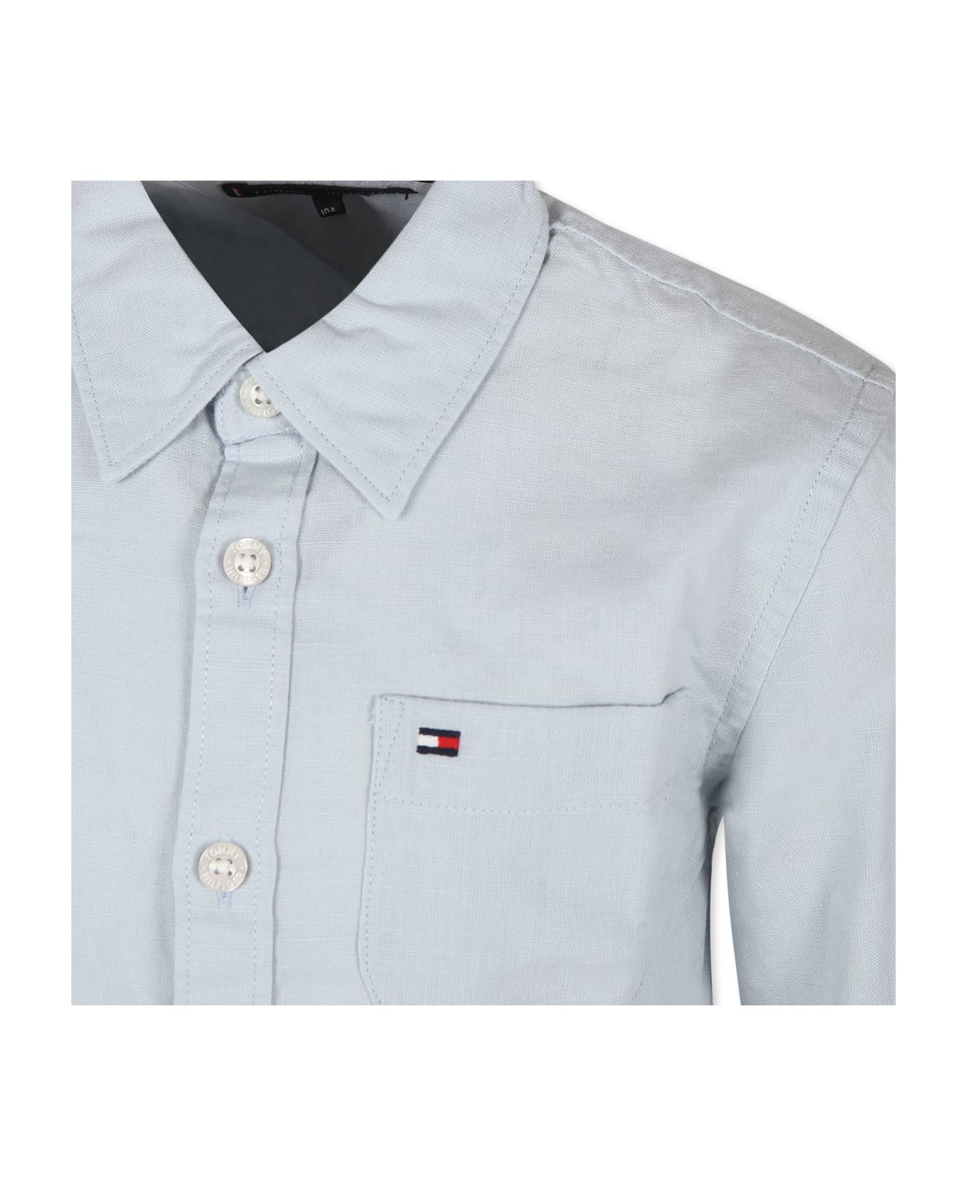Tommy Hilfiger Light Blue Shirt For Boy With Flag - Light Blue