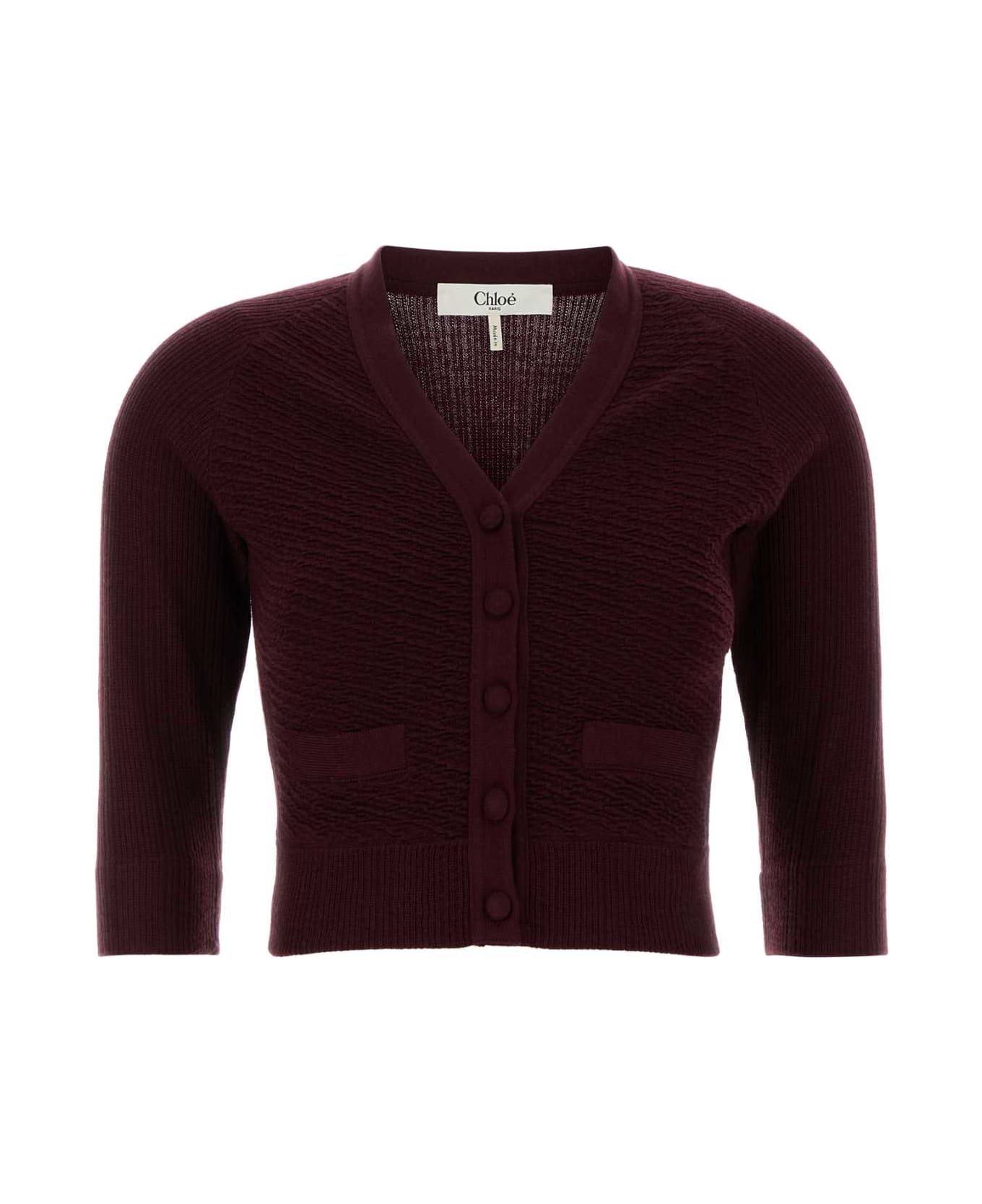Chloé Grape Wool Cardigan - OBSCUREPURPLE