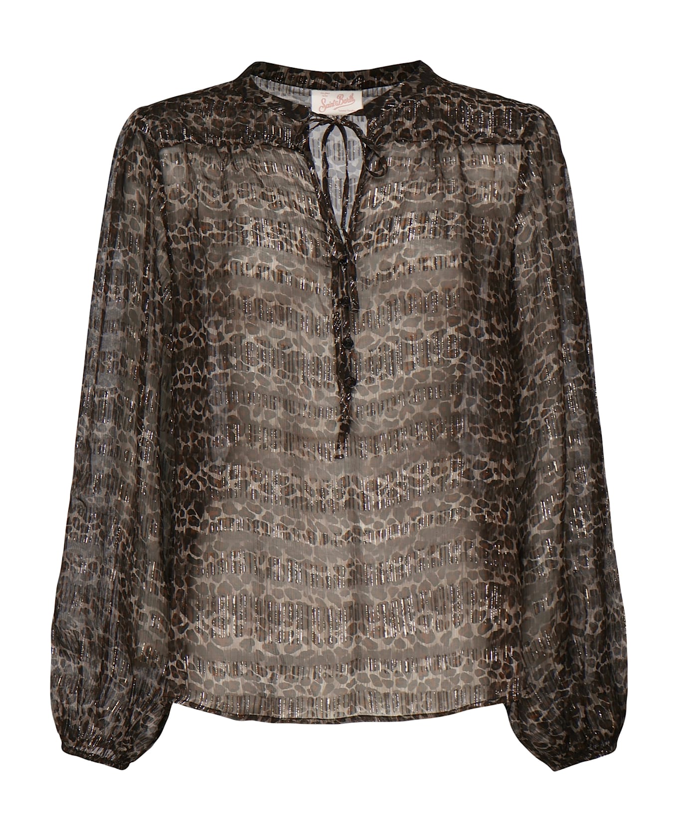 MC2 Saint Barth Harper Silk Blouse With Animal Print - Brown