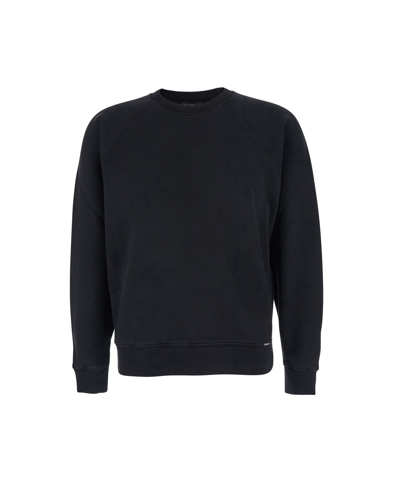 Tom Ford Black Crewneck Sweatshirt With Logo Patch On The Front In Cotton Man - Black