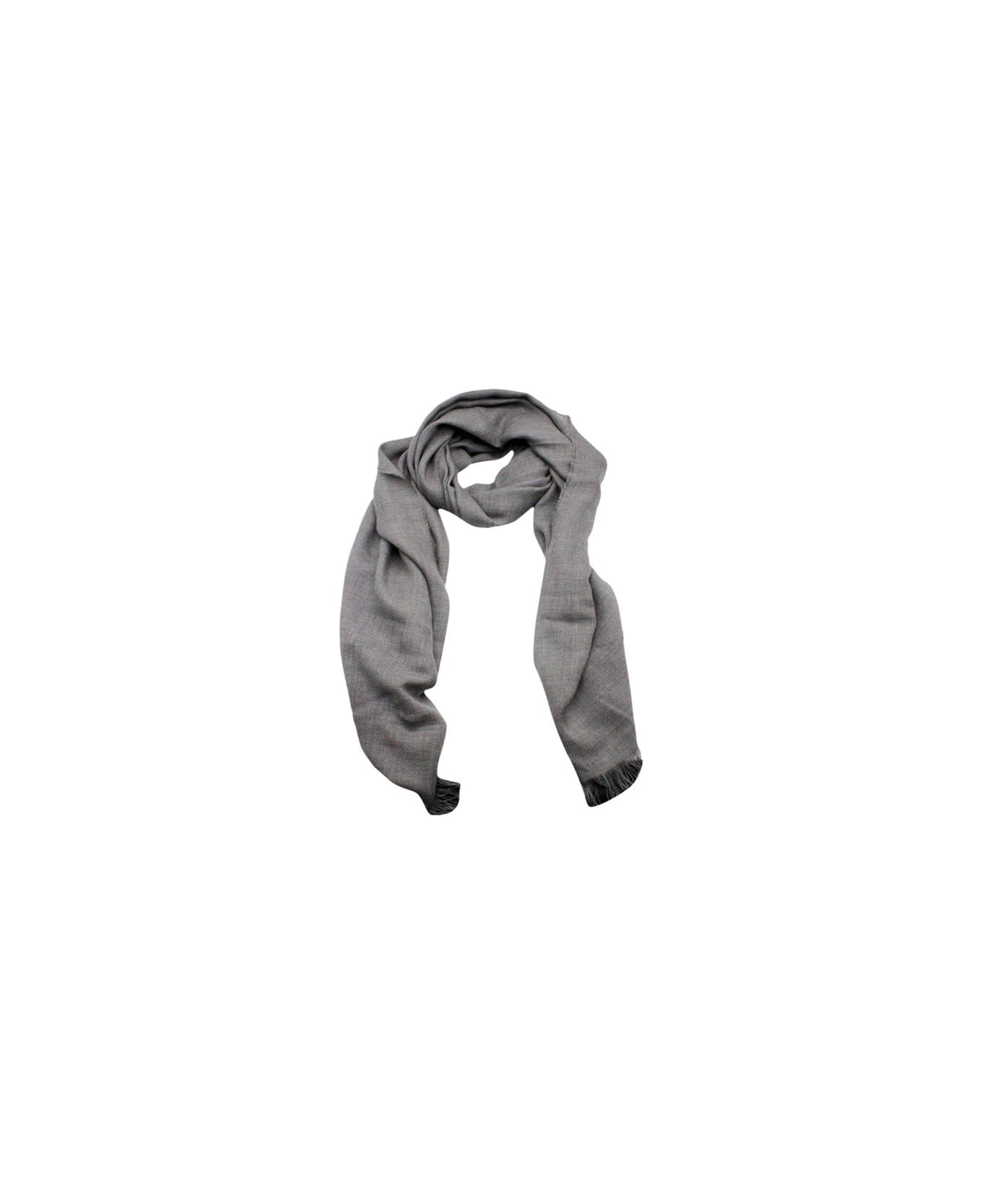 Fabiana Filippi Wool Scarf Embellished With Small Micro Sequins Measuring 140 X 200 Cm - Grey スカーフ＆ストール