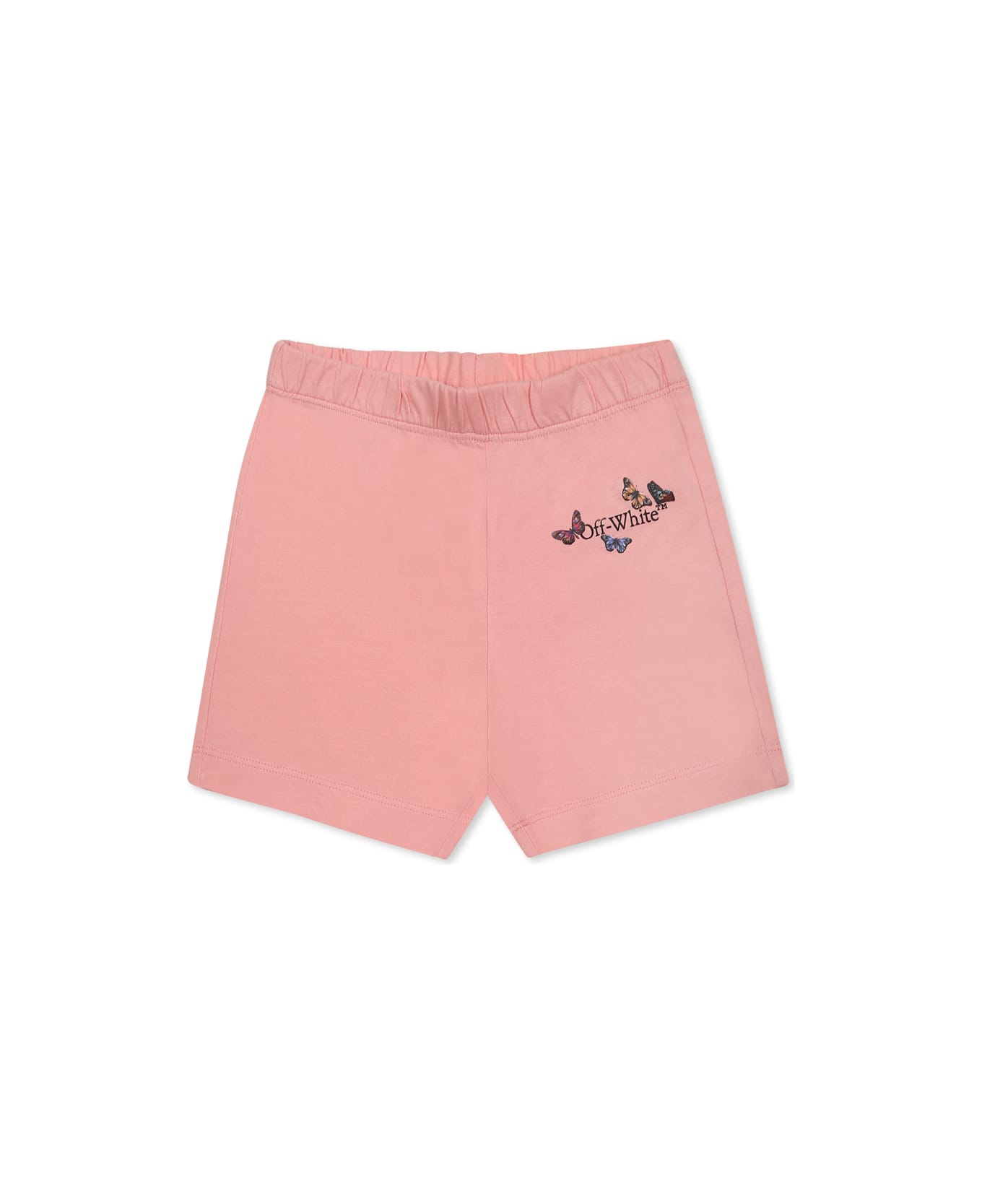 Off-White Pink Shorts For Baby Girl With Logo - Pink