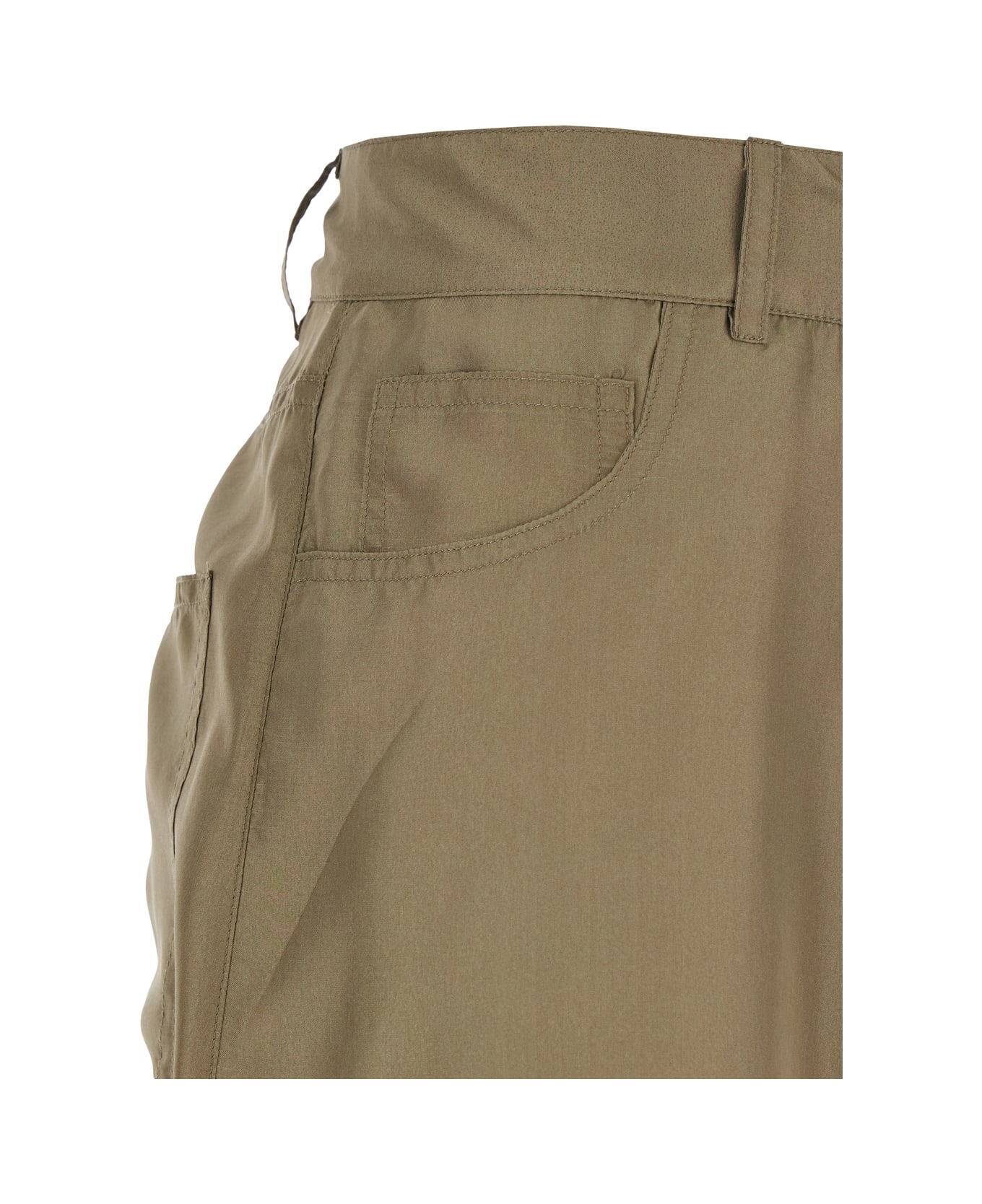 Jucca Green Silk Pants With Belt Loops And Logo Patch On The Rear In Silk Woman - Green