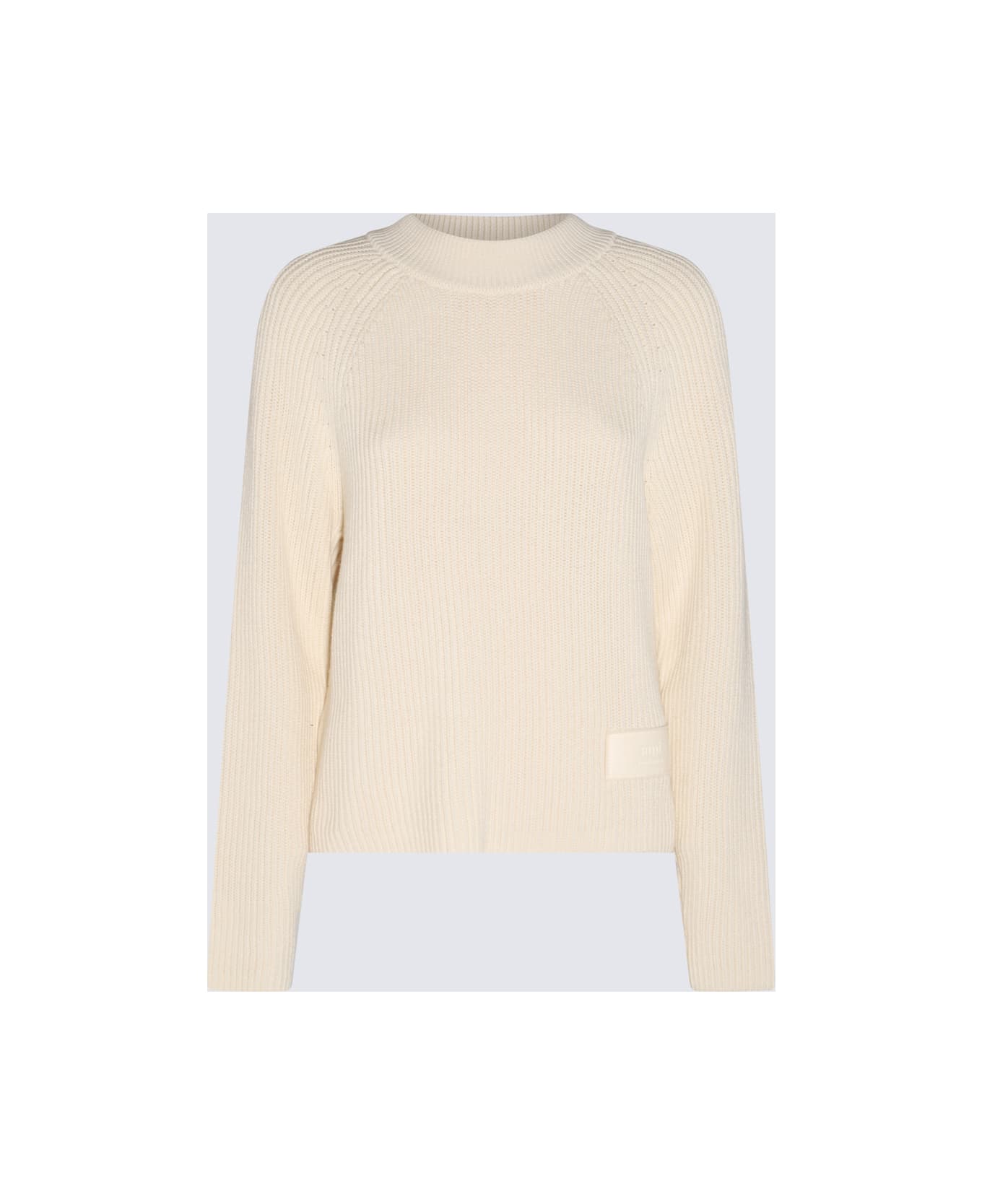 Ami Alexandre Mattiussi Ivory Cotton And Wool Blend Sweater - White ニットウェア