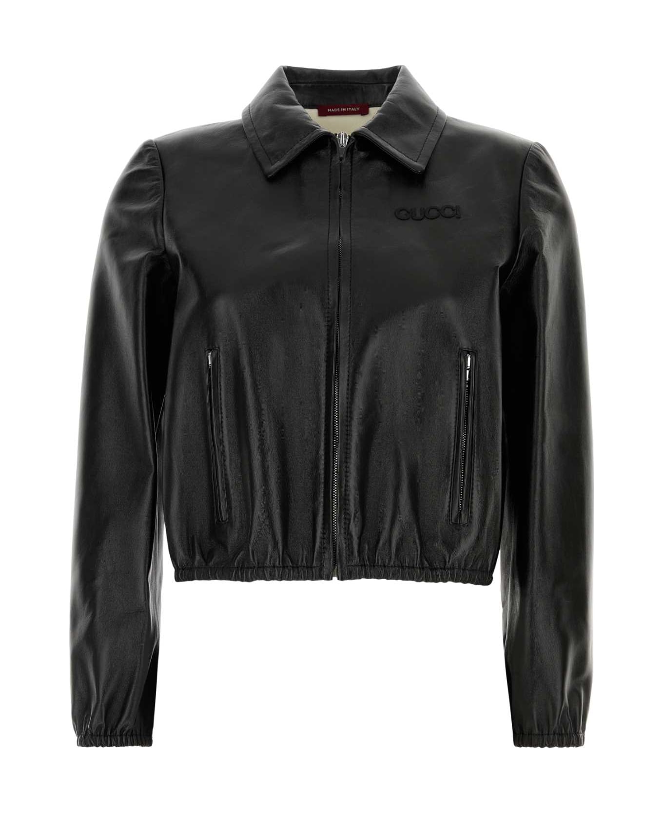 Gucci Black Leather Jacket - Black