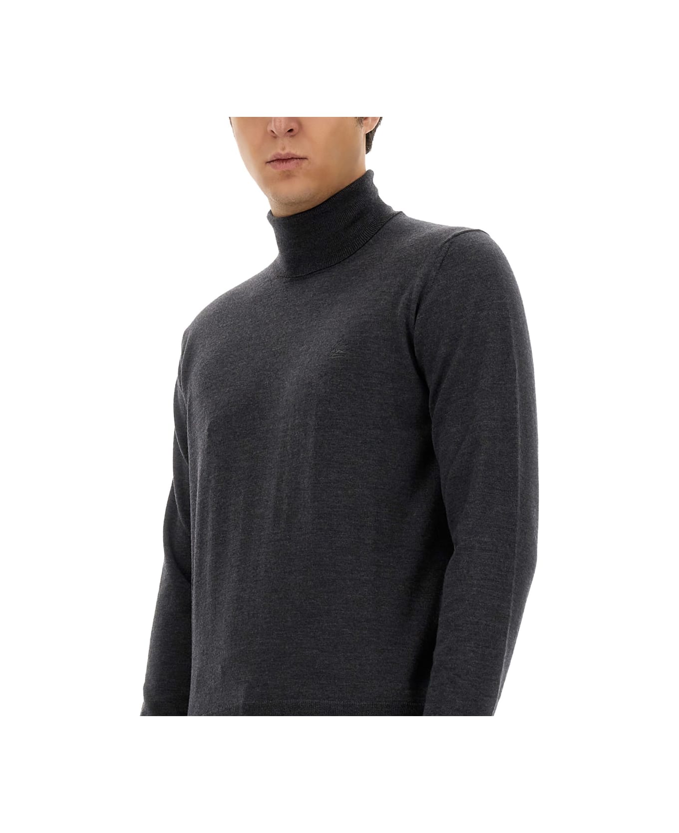 Etro Turtleneck With Embroidery - CHARCOAL