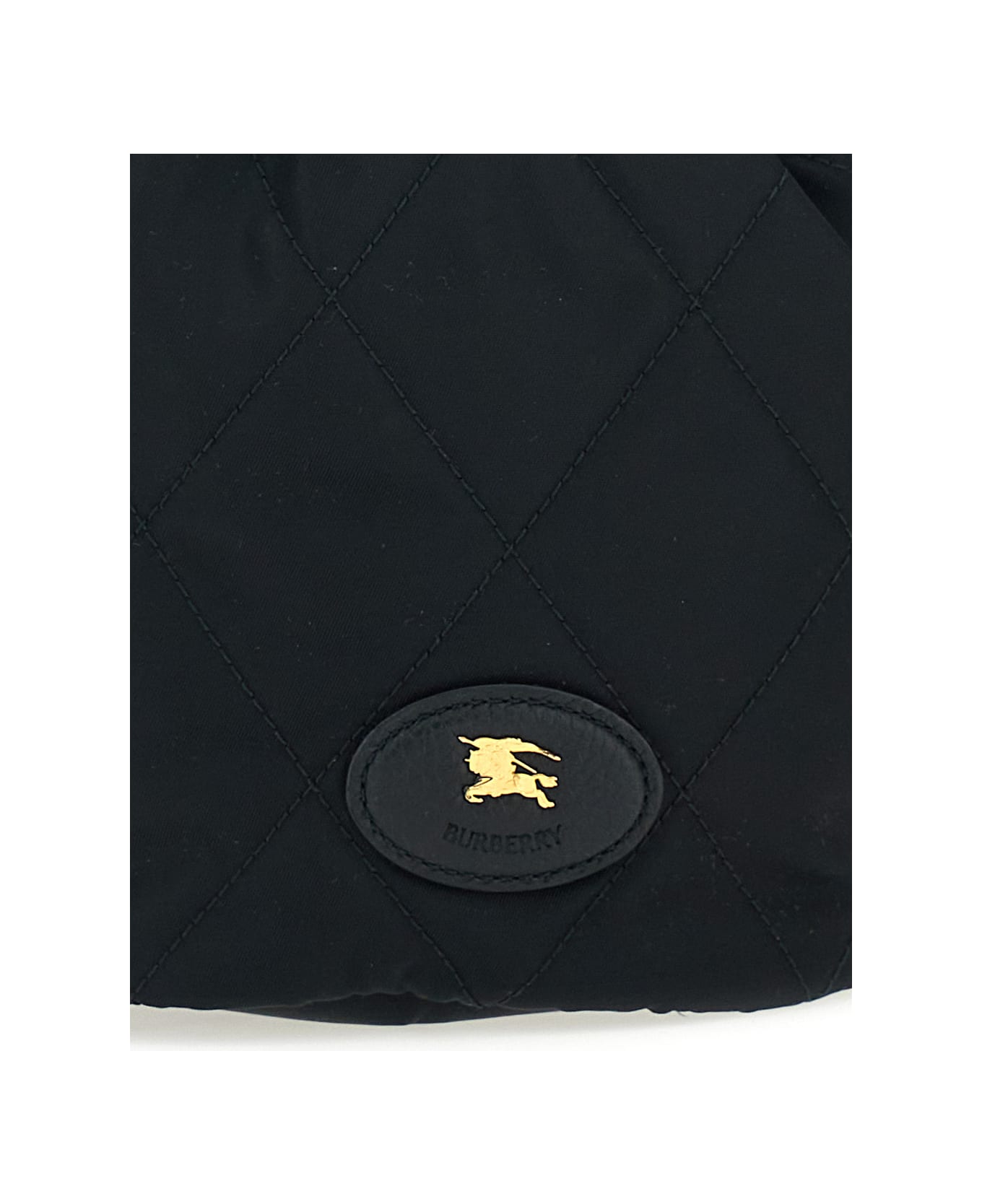 Burberry Black Handbag With Chain Shoulder Strap And Logo Patch On The Front In Fabric Woman - Black トートバッグ