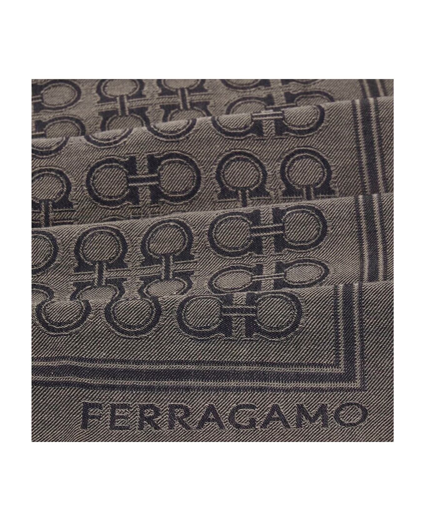 Ferragamo Wool And Silk Foulard - Grey
