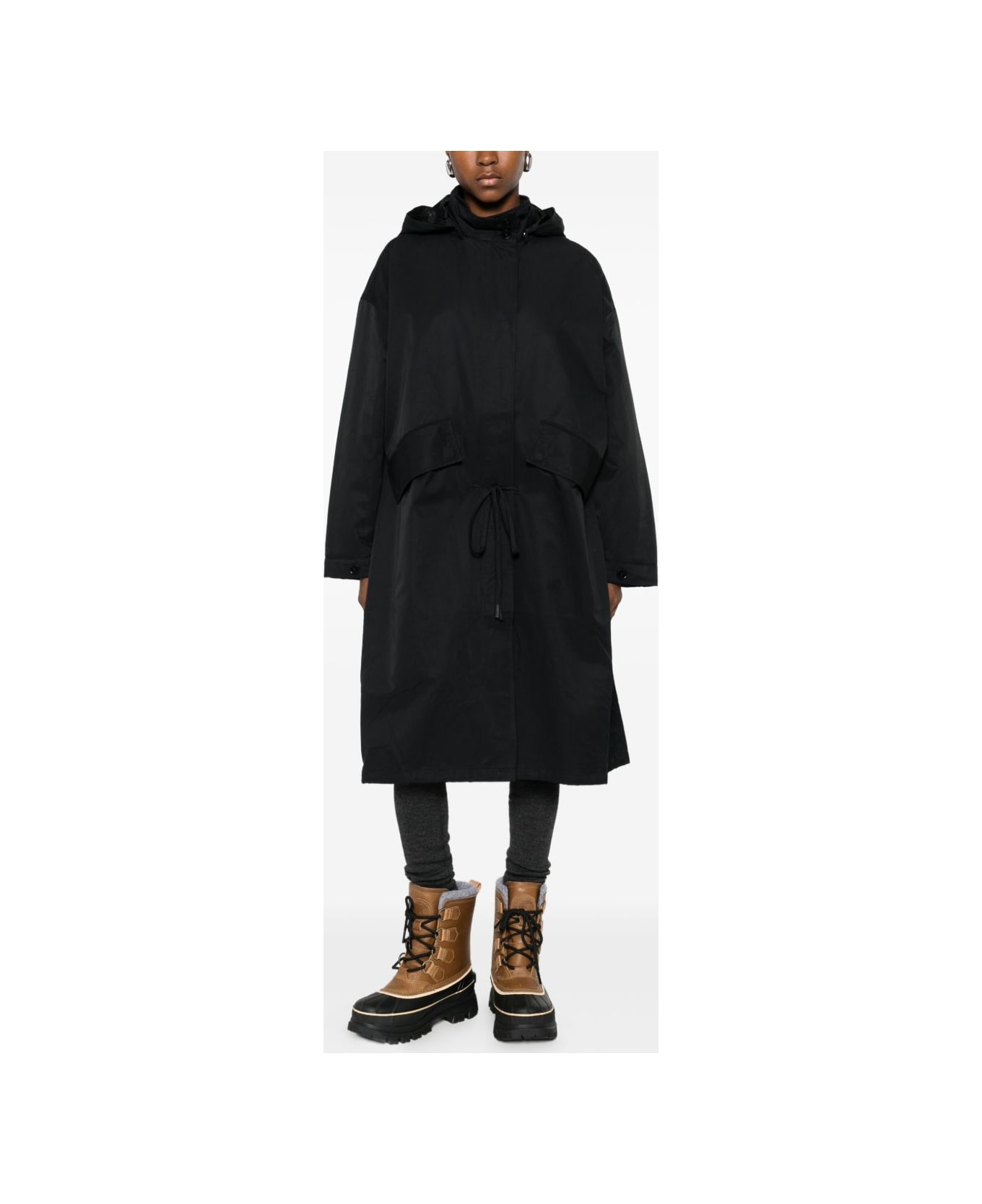 Closed Cotton And Nylon Parka Coat - Black