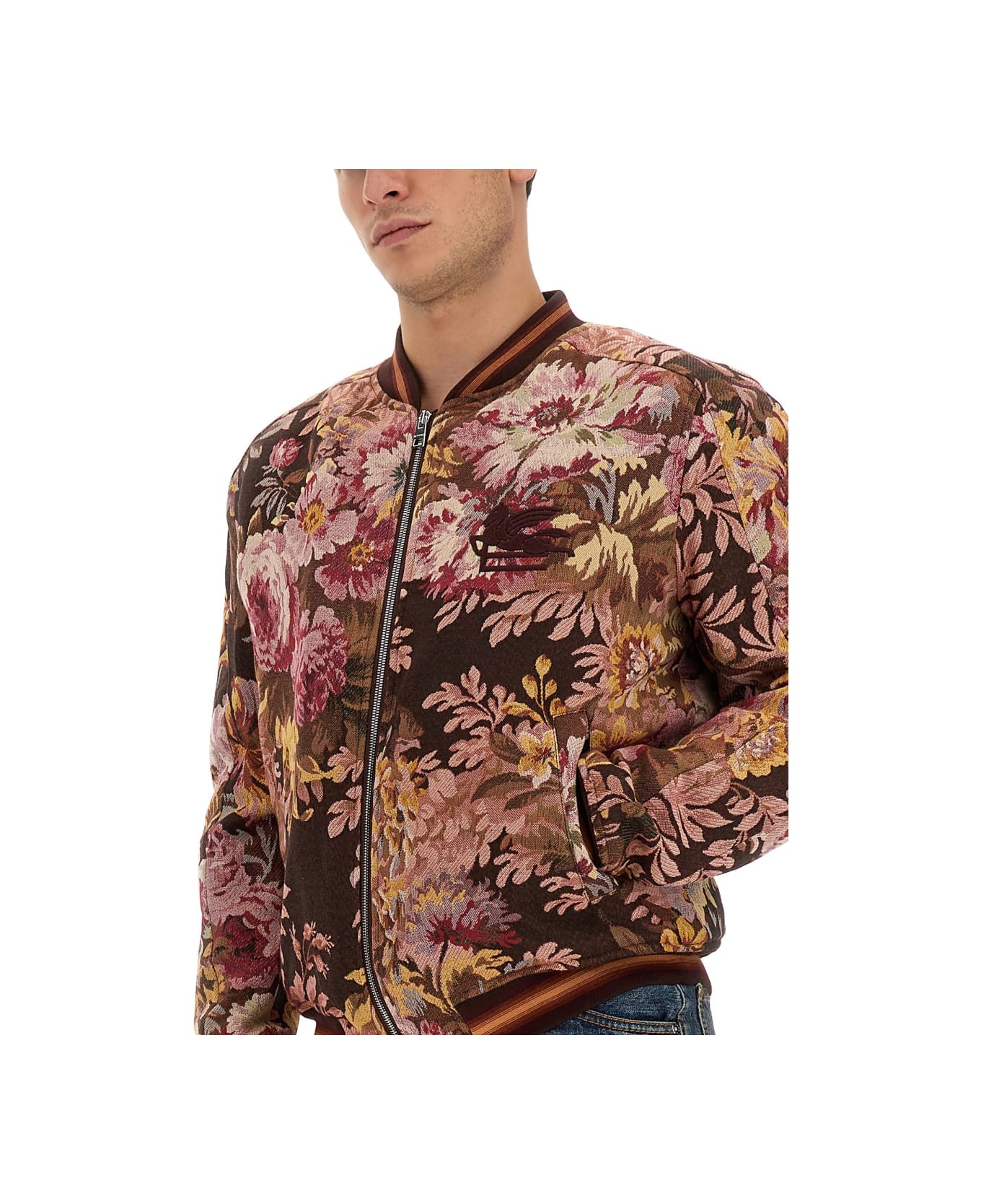 Etro Floral Print Bomber Jacket - BROWN