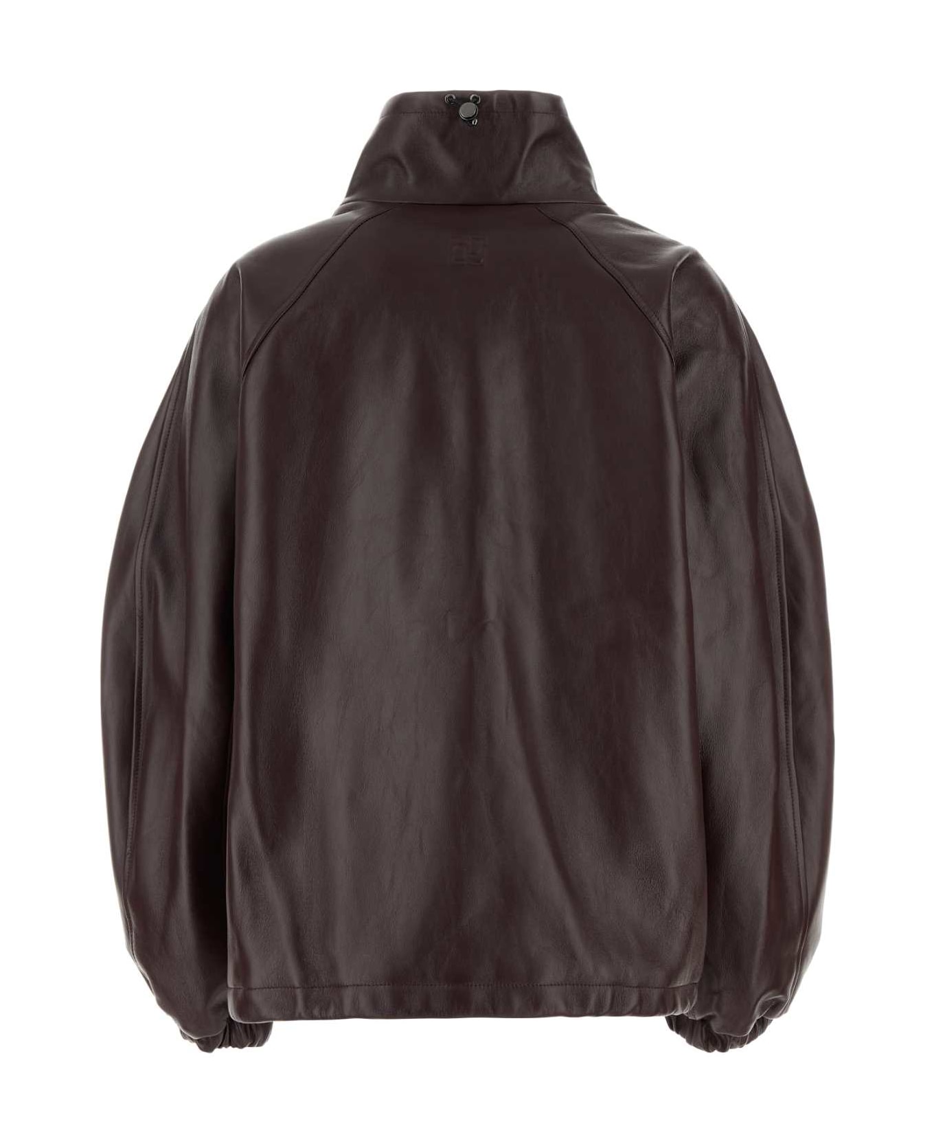 Magda Butrym Burgundy Leather Oversize Jacket - BURGUNDY