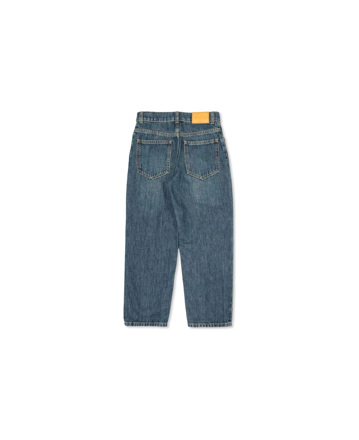 Gucci Dark Blue Denim Straight Leg Jeans - Blue