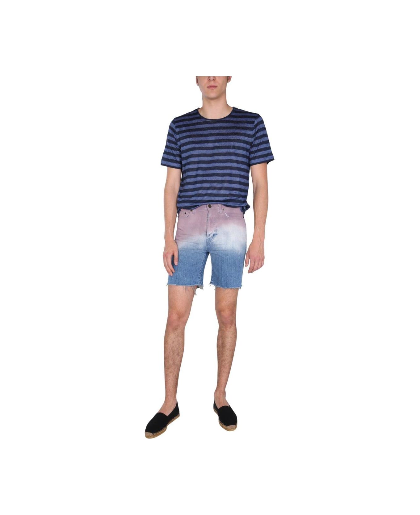 Saint Laurent Gradient Raw Edge Denim Shorts - MULTICOLOUR