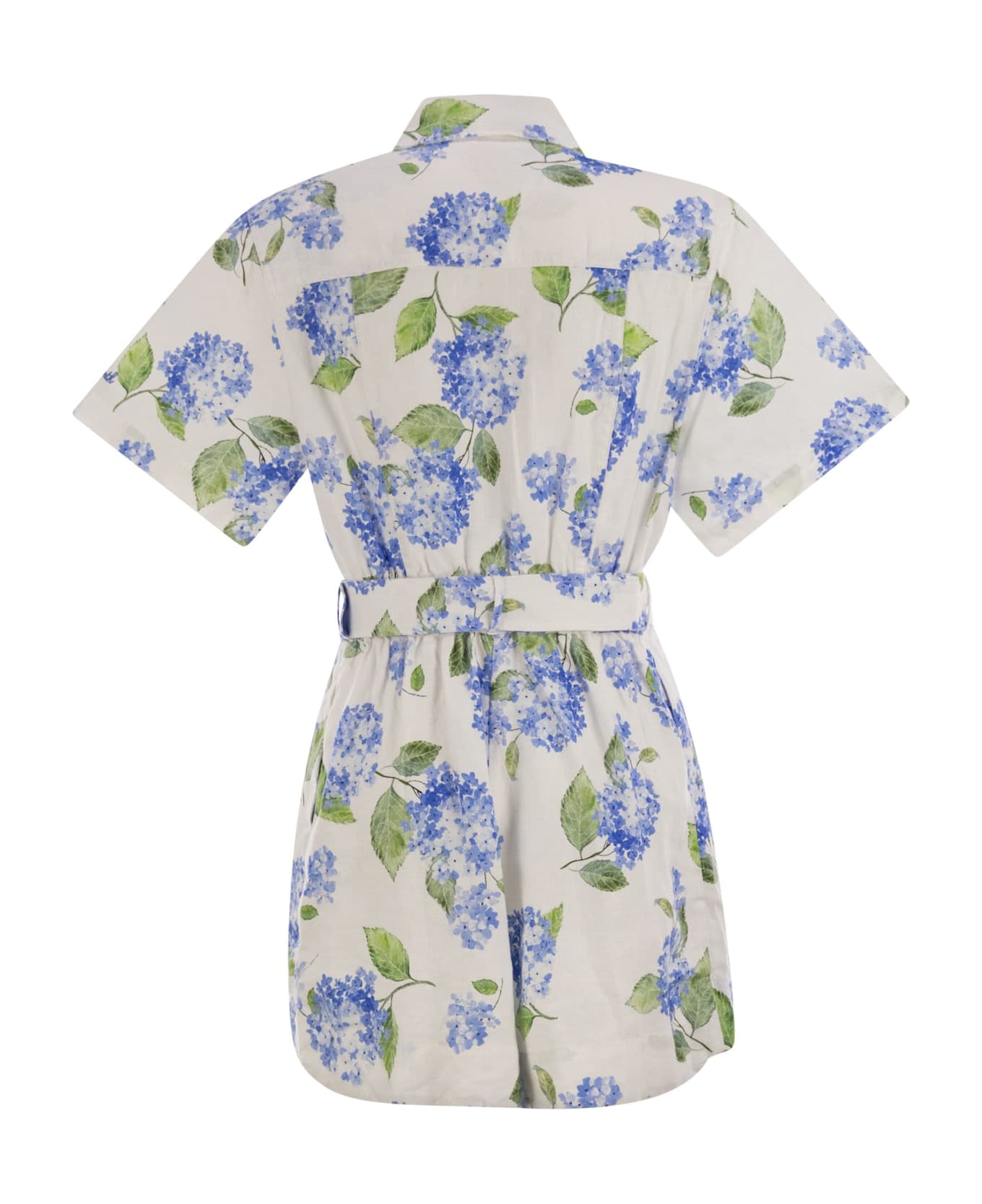 MC2 Saint Barth Carola - Linen Playsuit With Print - White