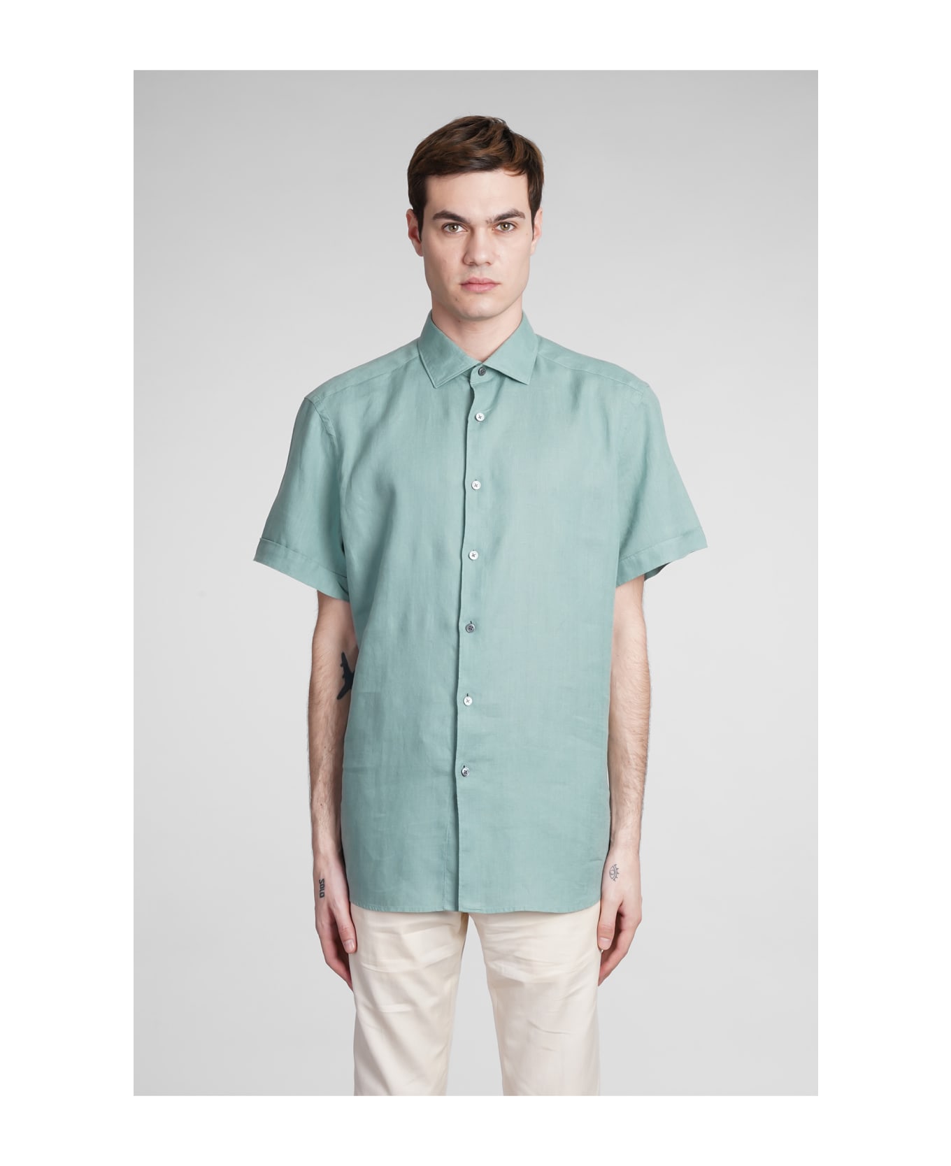 Ermenegildo Zegna Shirt In Green Linen | italist