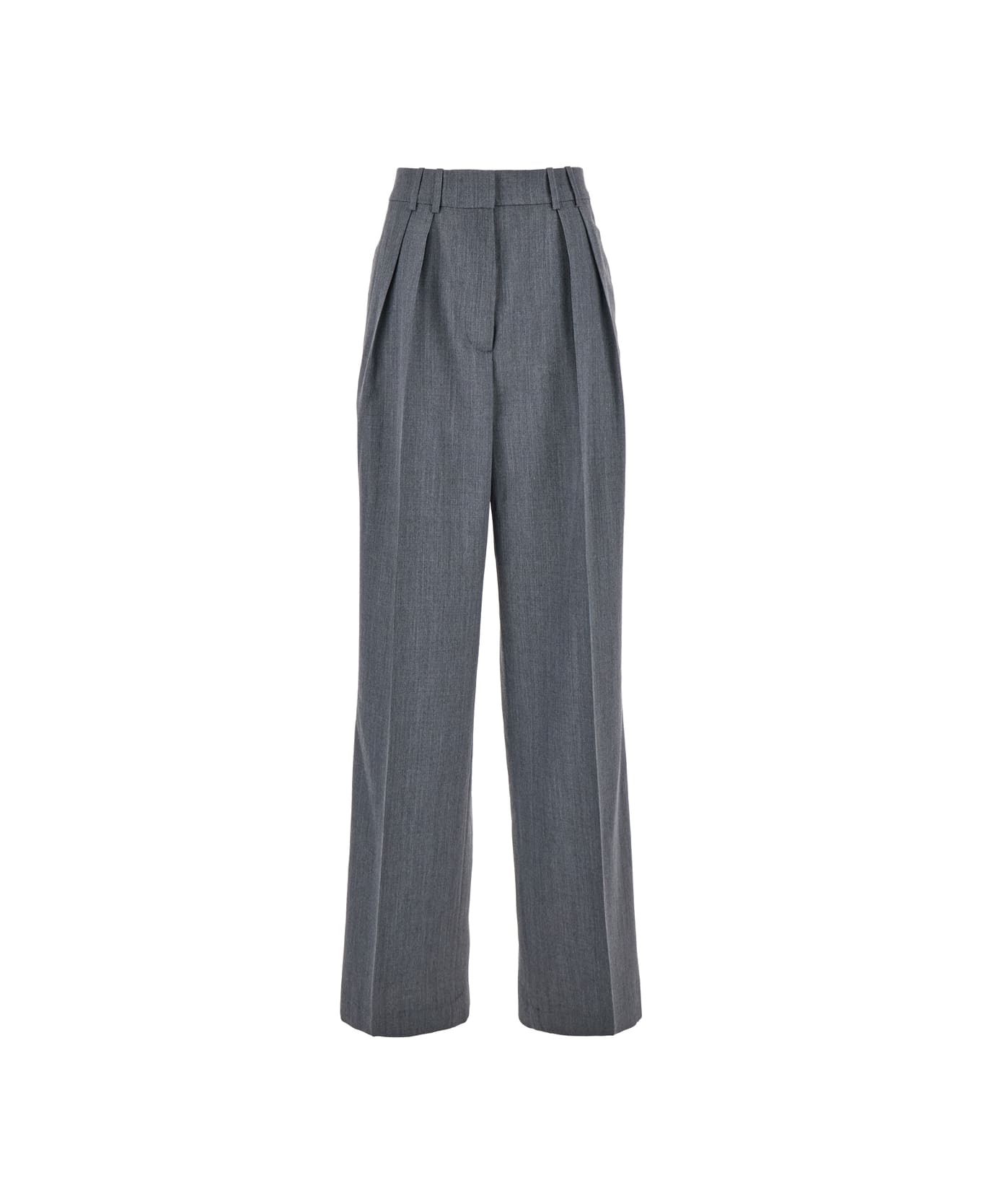 Róhe Wide Leg Double Pleated Trousers - Grey ボトムス