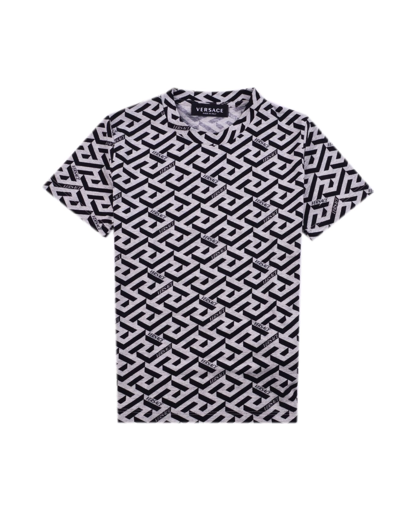 Versace Cotton T-shirt With Print - Grey