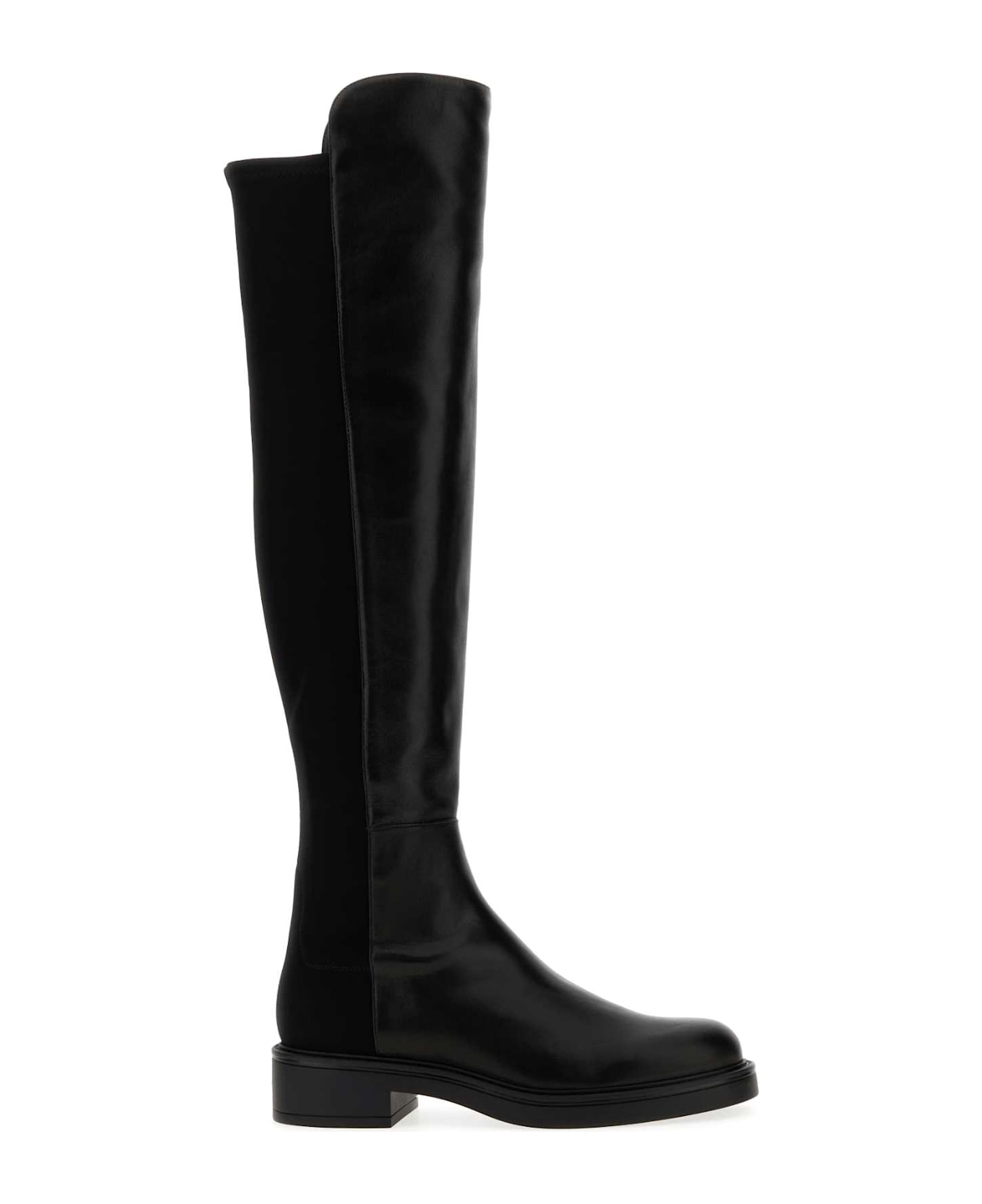Stuart Weitzman Black Nappa Leather And Fabric Celia Boots - BLACK