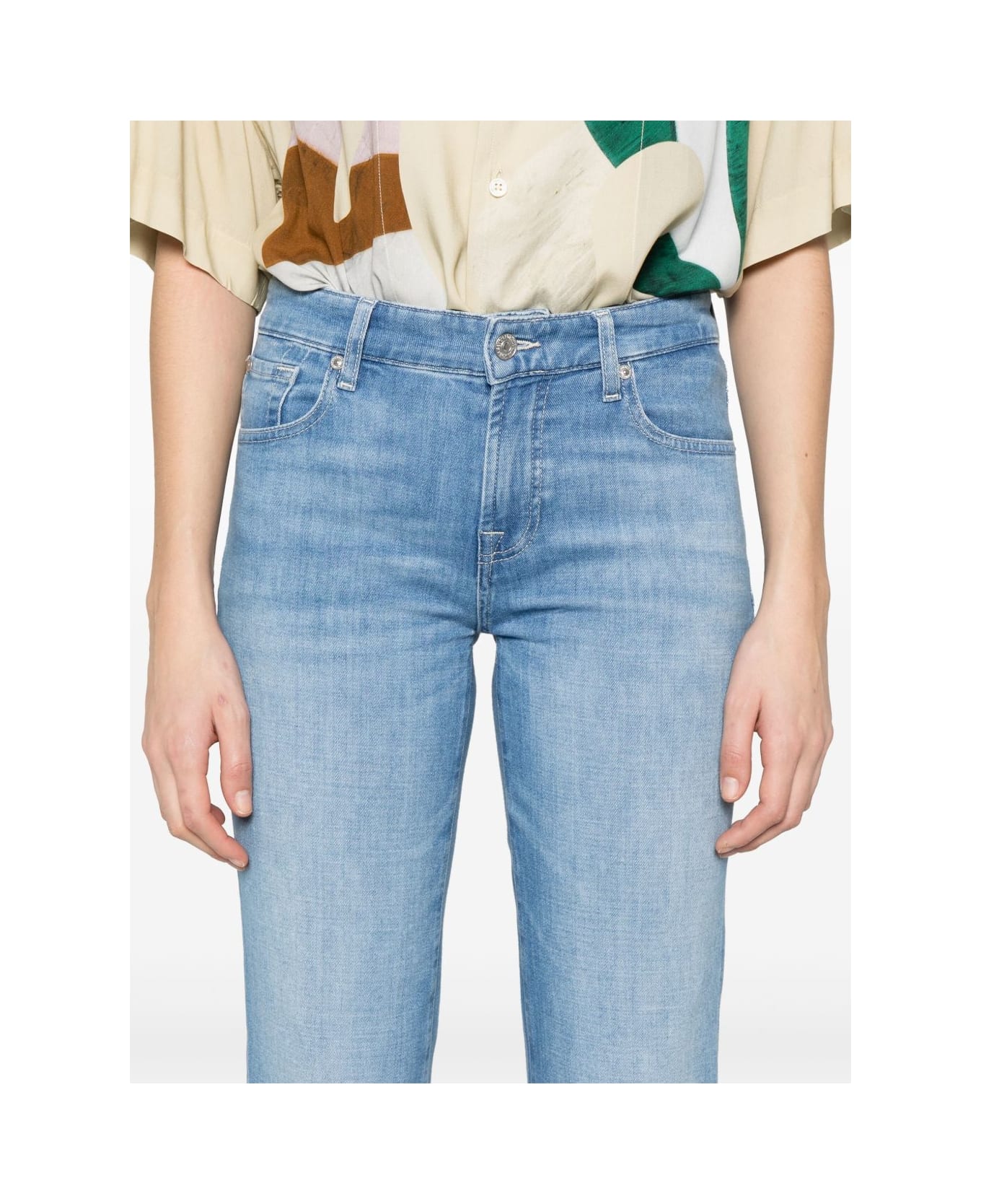 7 For All Mankind Calie Straighnt Cropped Jeans - Clear Blue
