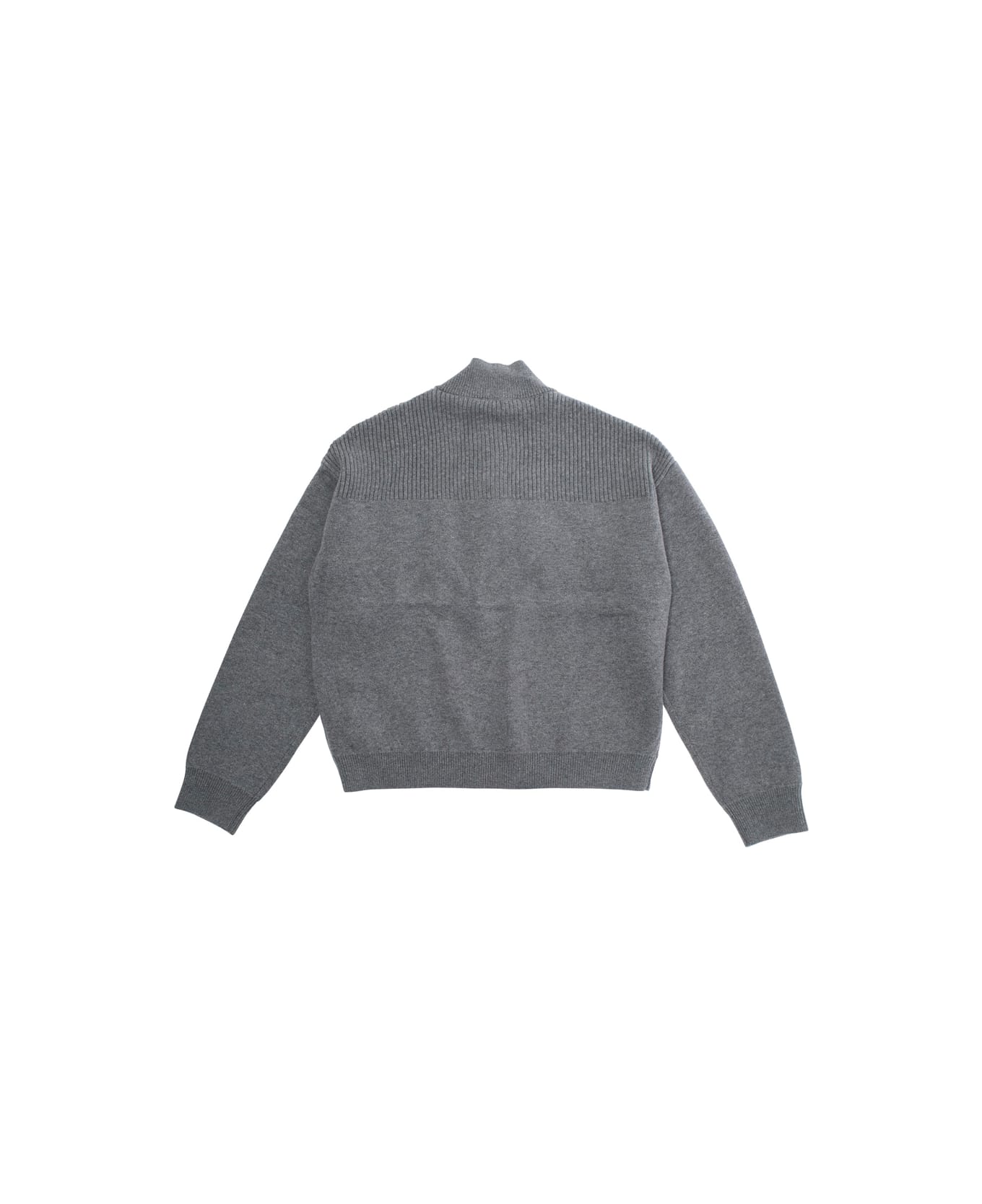 Chloé Grey Sweater With High Neck And Logo Lettering On The Front In Cotton Blend Girl - Grey