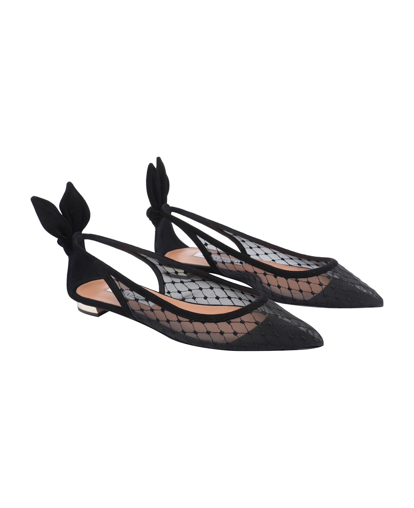 Aquazzura Bow Tie Net Ballets - Black