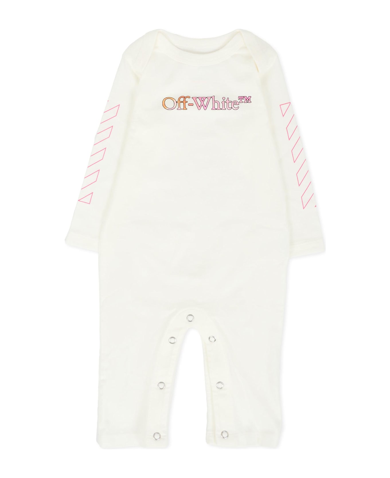 Off-White Ivory Babygrow Set For Baby Girl With Logo - Ivory