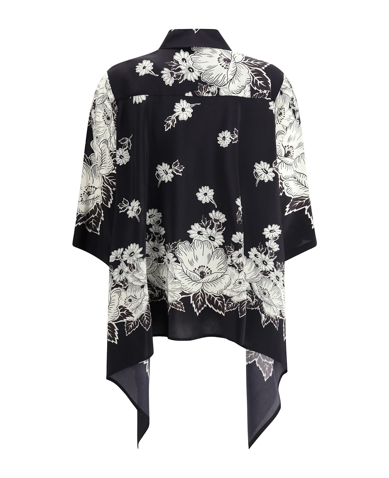 Parosh Asymmetric Floral Print Shirt