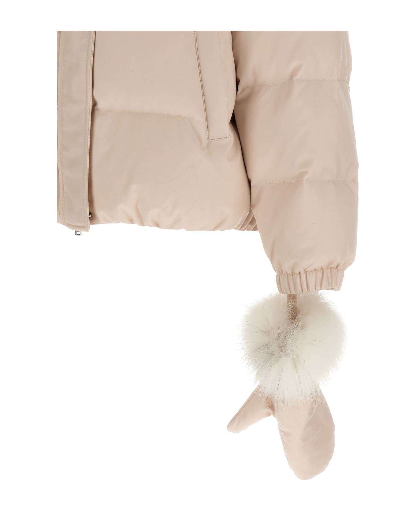 Yves Salomon Down Jacket With Mittens - White