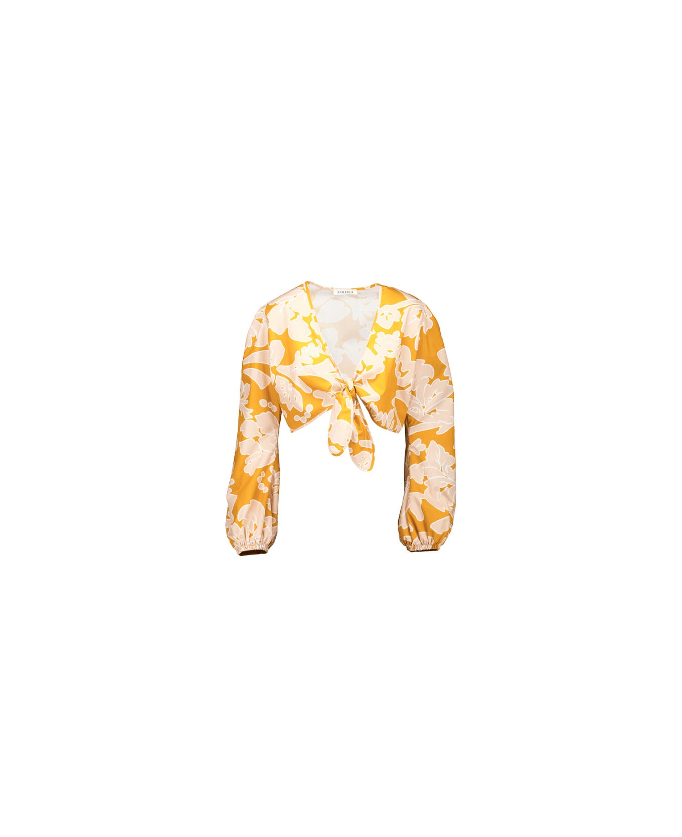 Amotea Susie In Flowered Ochre Cotton - Ochre