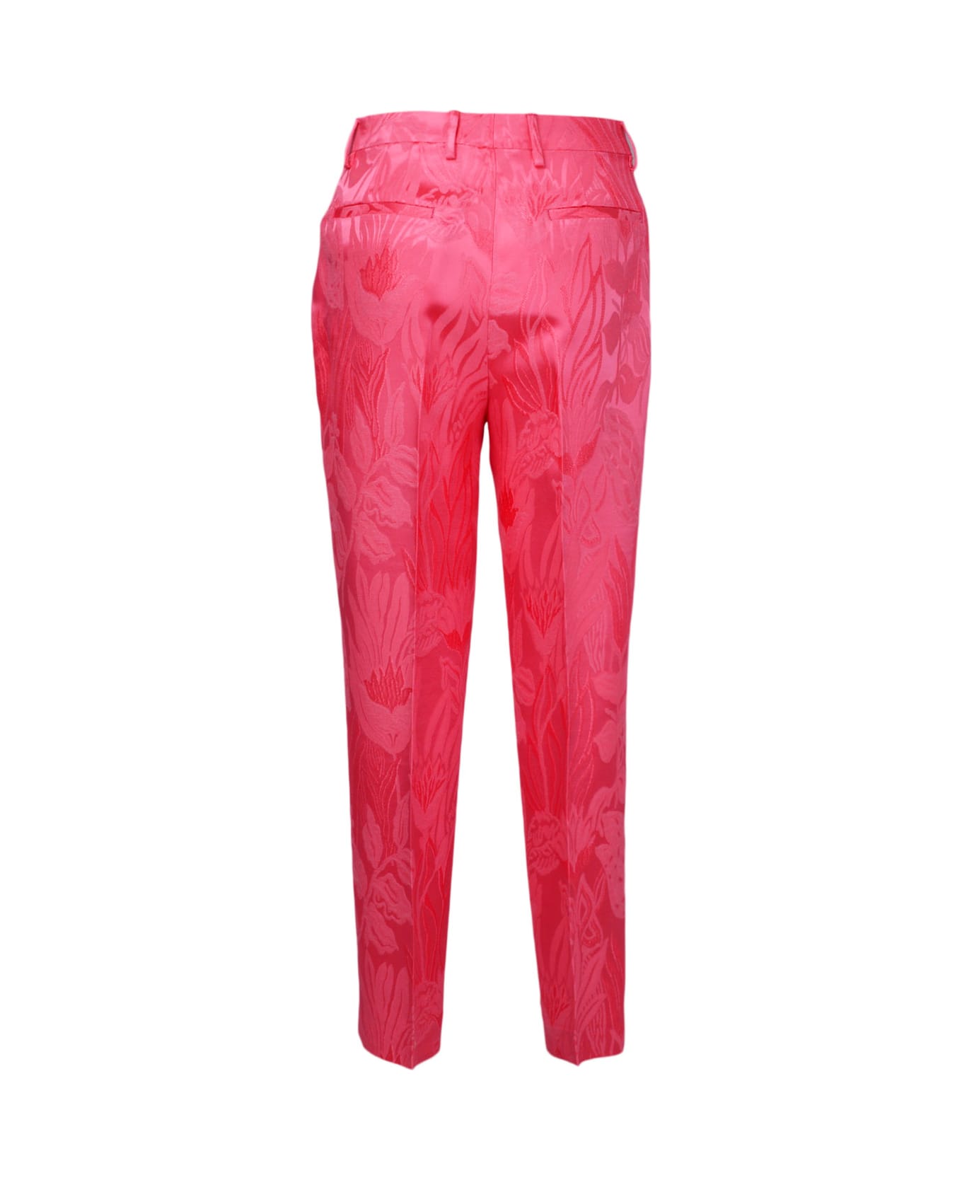 Etro Tailored Floral Jacquard Trousers - Red