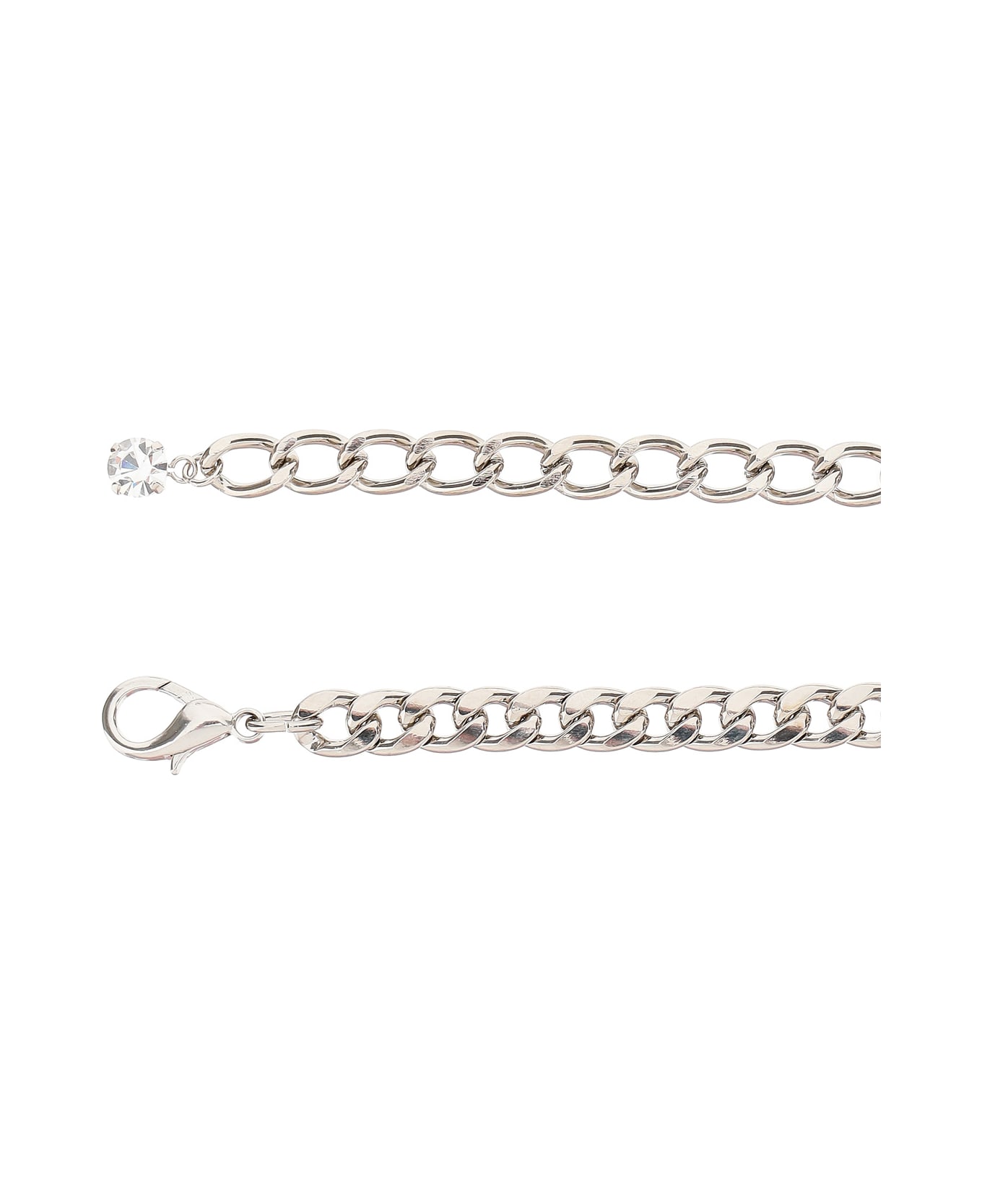 Alessandra Rich Chain Belt With Crystals And Pearls - Silver