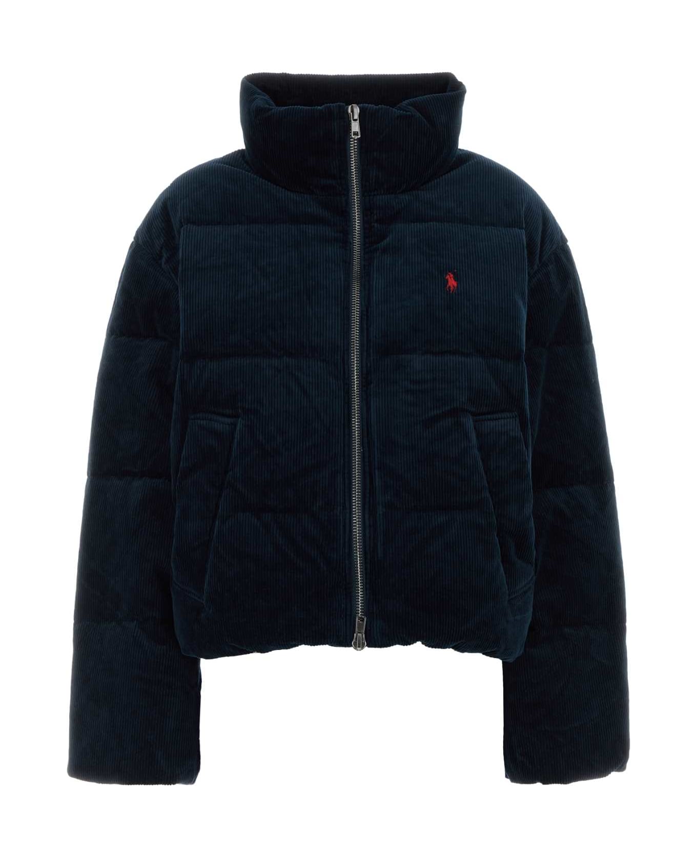 Ralph Lauren Midnight Blue Stretch Corduroy Down Jacket - navy
