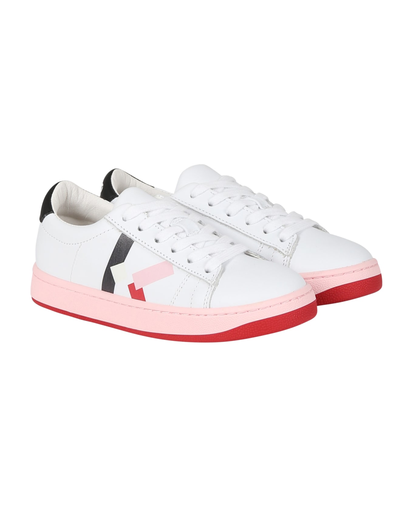 Kenzo Kids White Sneakers For Girl With Logo - White