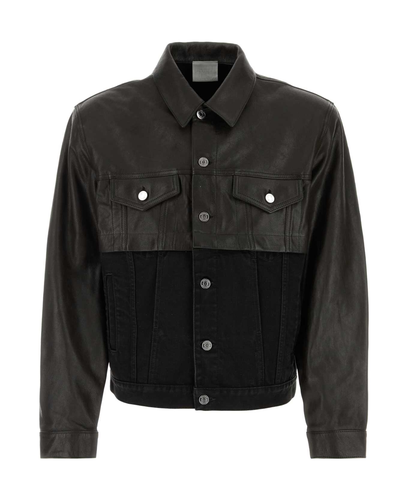 VTMNTS Two-tone Denim And Leather Jacket - BLACKBLACK