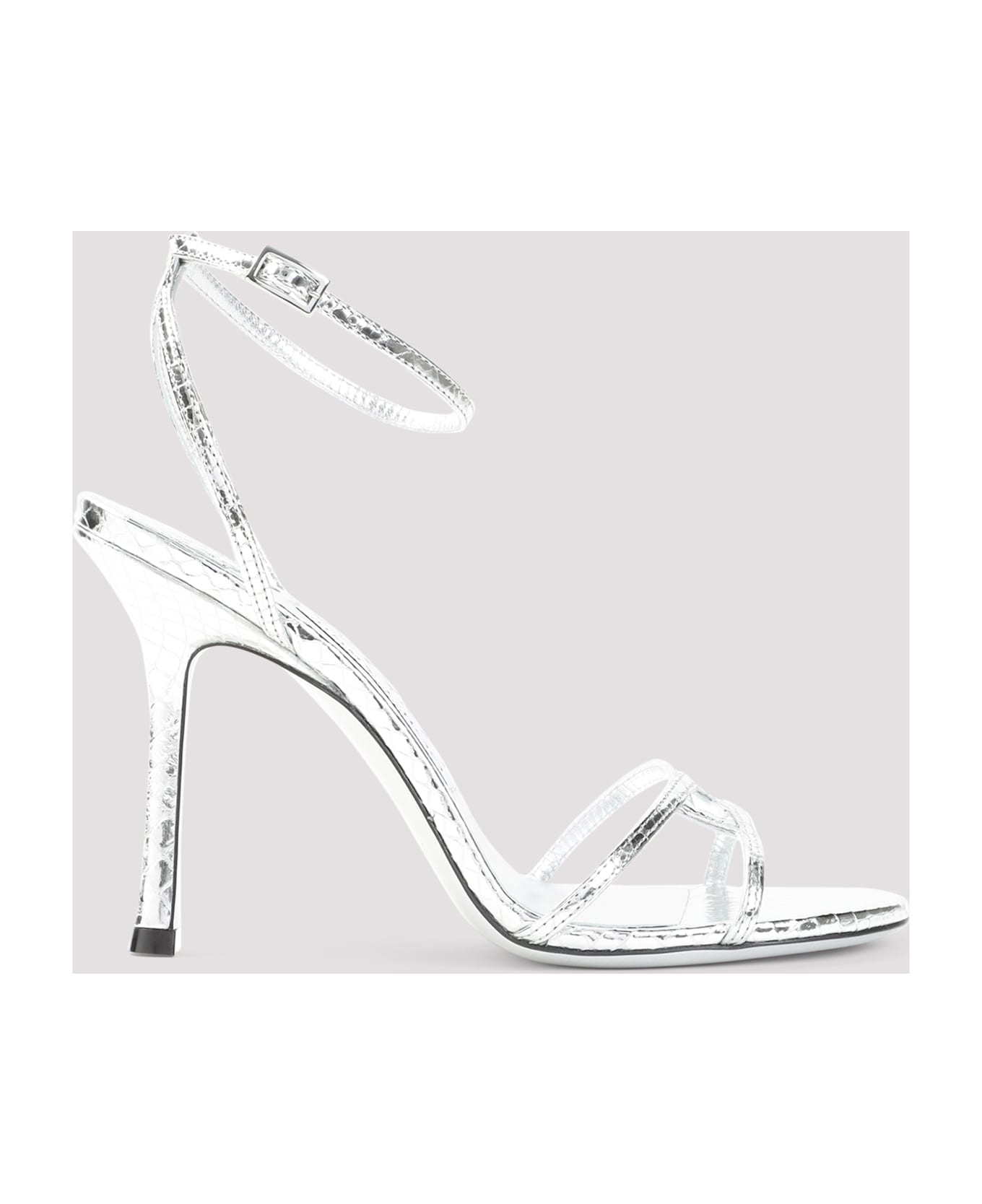 Jimmy Choo 1998 Leo Candy Wrap Leather Sandals - Silver