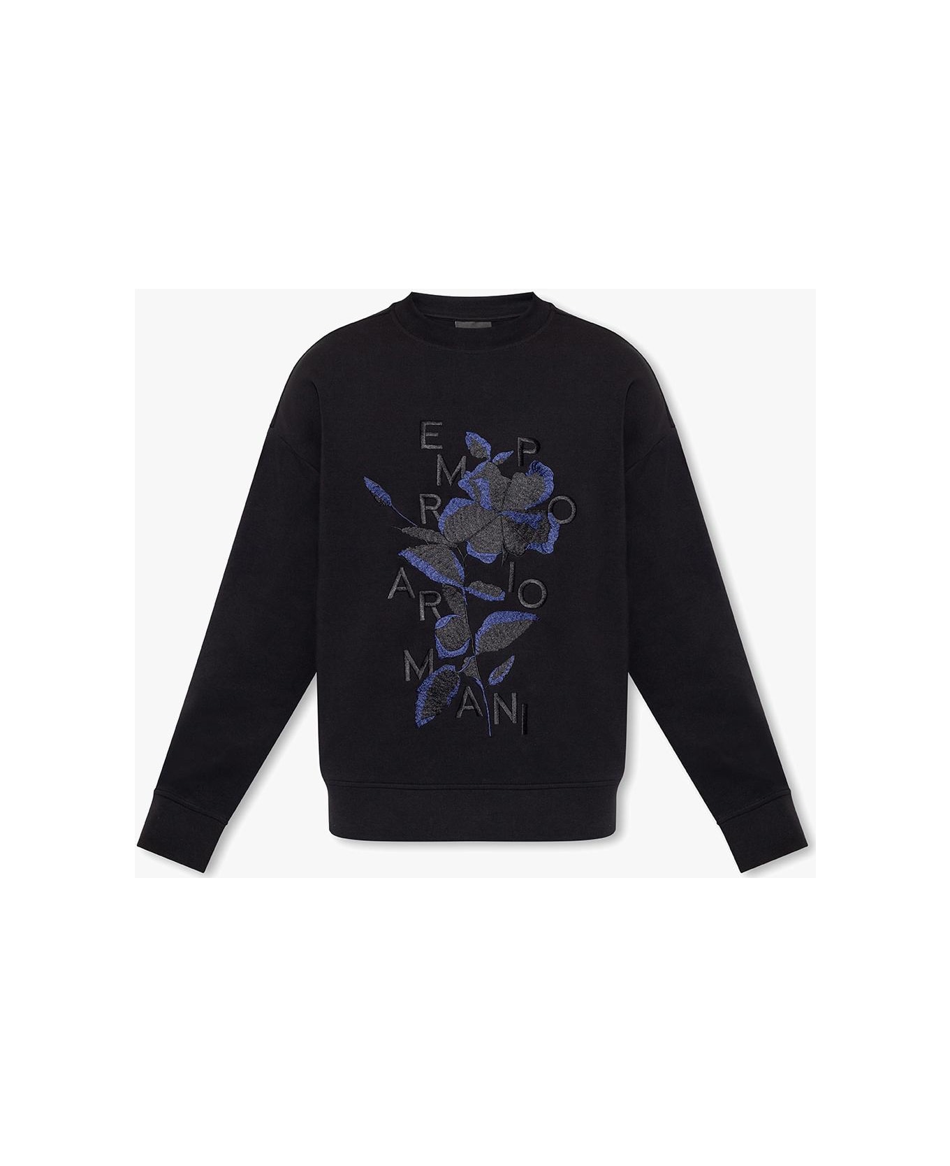 Emporio Armani Baltimore Sweatshirt With Floral Motif - Nero