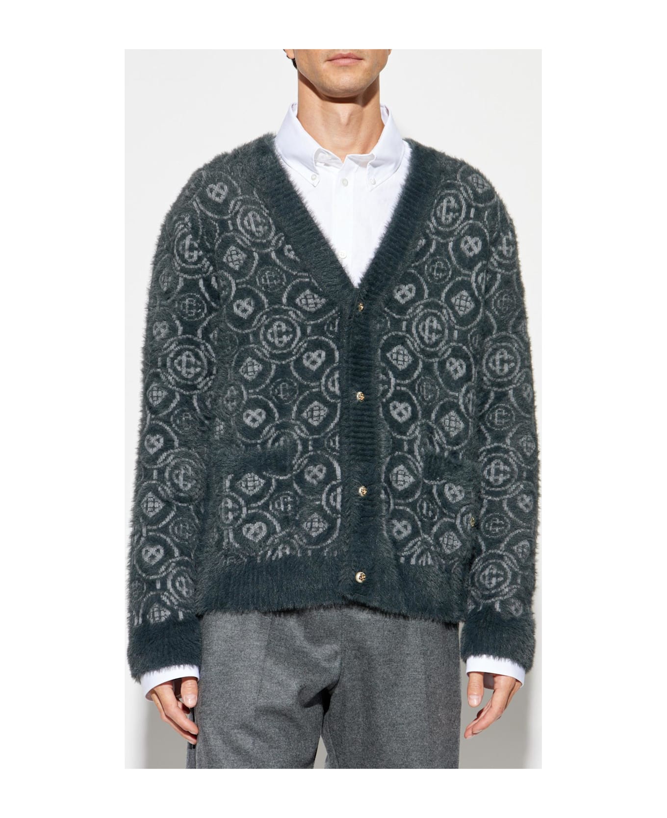 Casablanca Monogram Cardigan - GREY