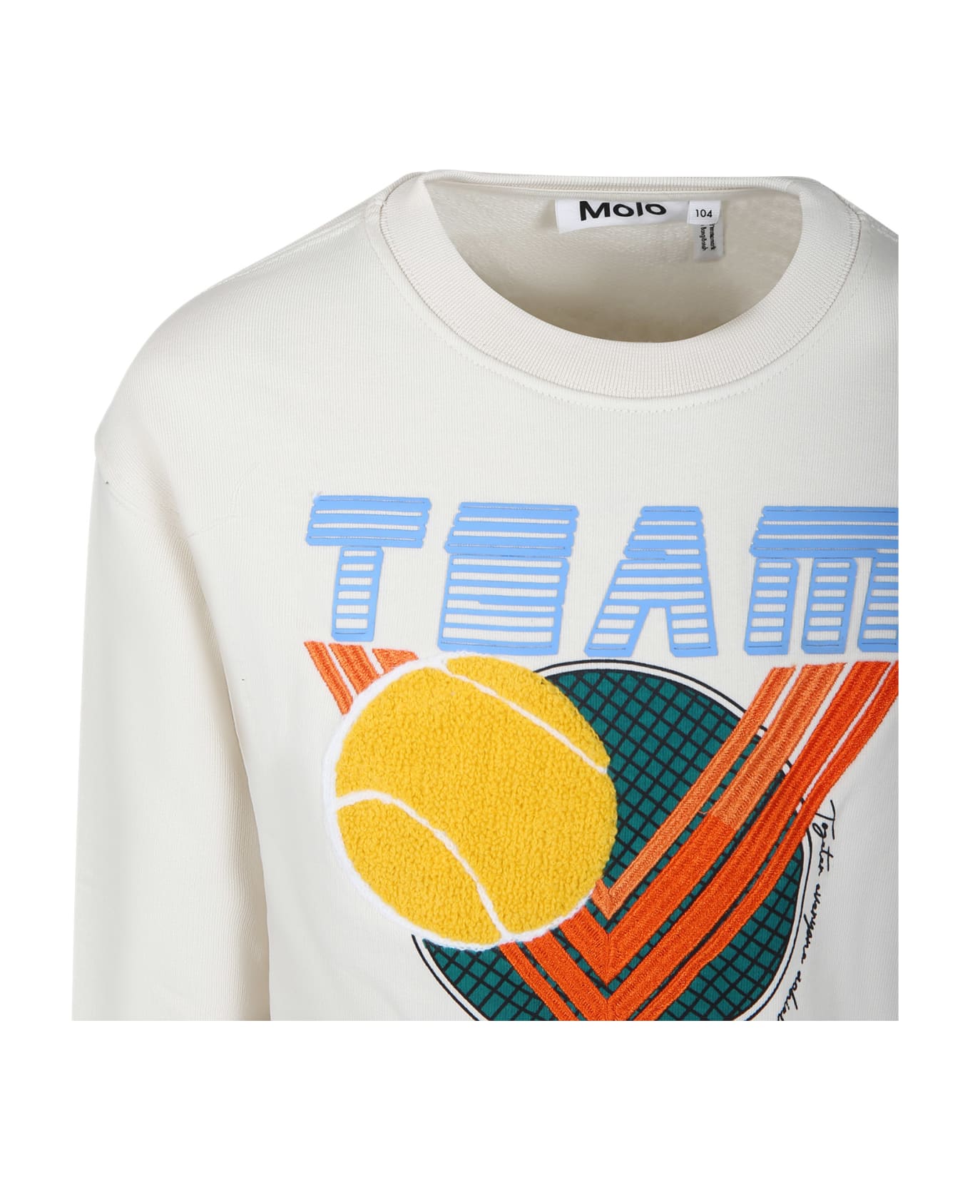 Molo Ivory Sweatshirt For Kids With Tennis Print - Ivory