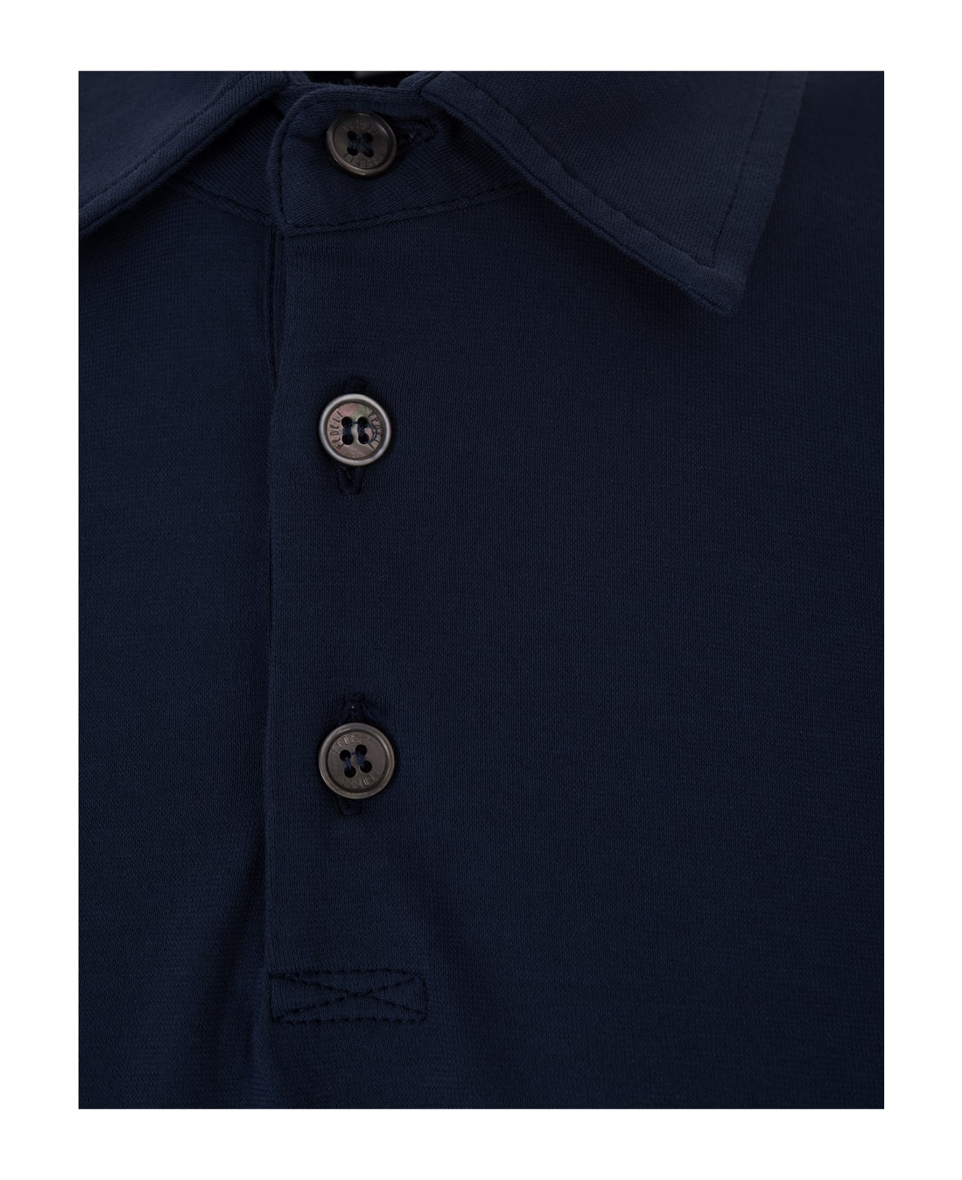 Fedeli Short-sleeved Polo Shirt In Navy Blue Cotton - Blue