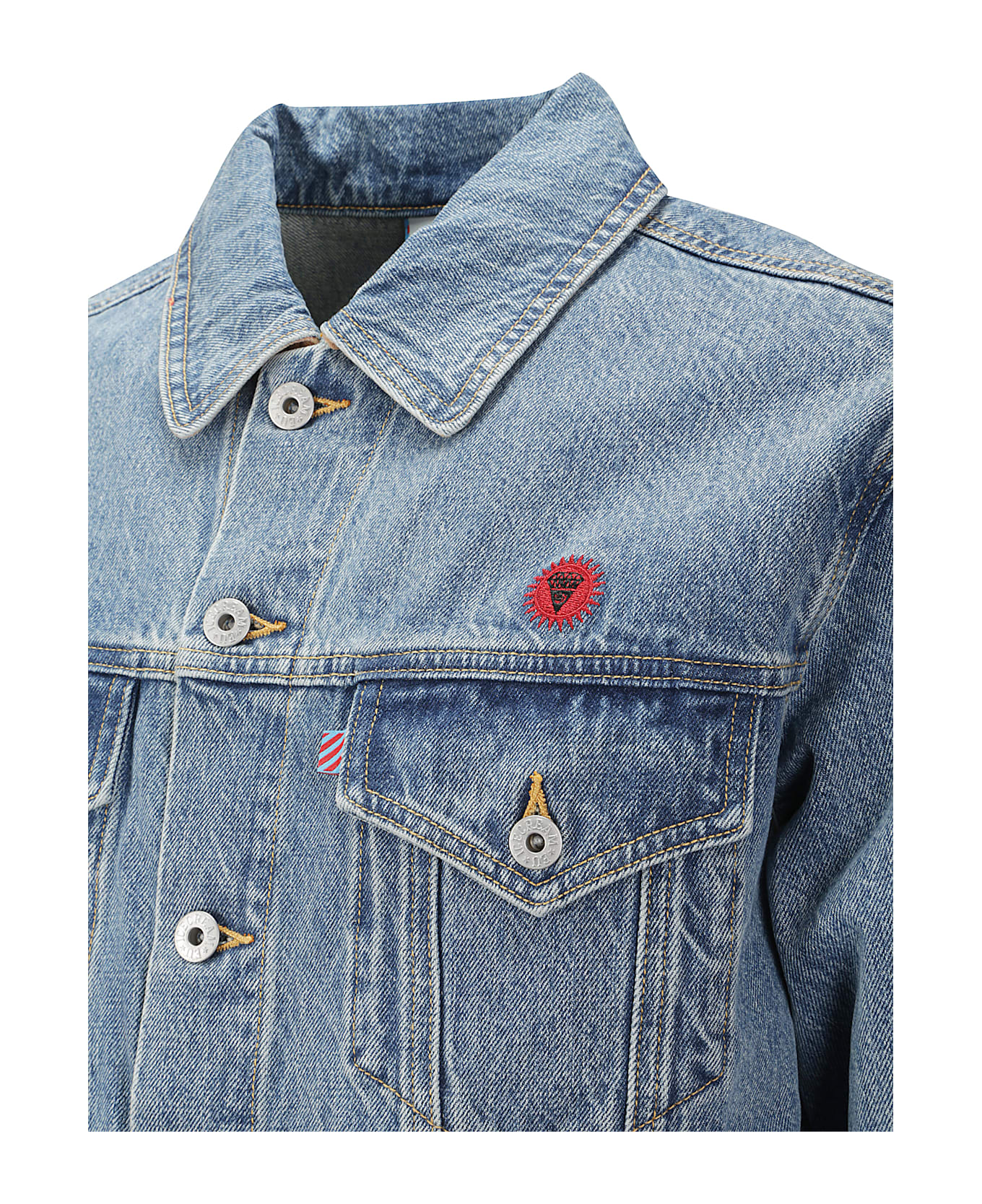 Icecream Check Lined Denim Trucker Jacket - VINTAGE WASH BLUE