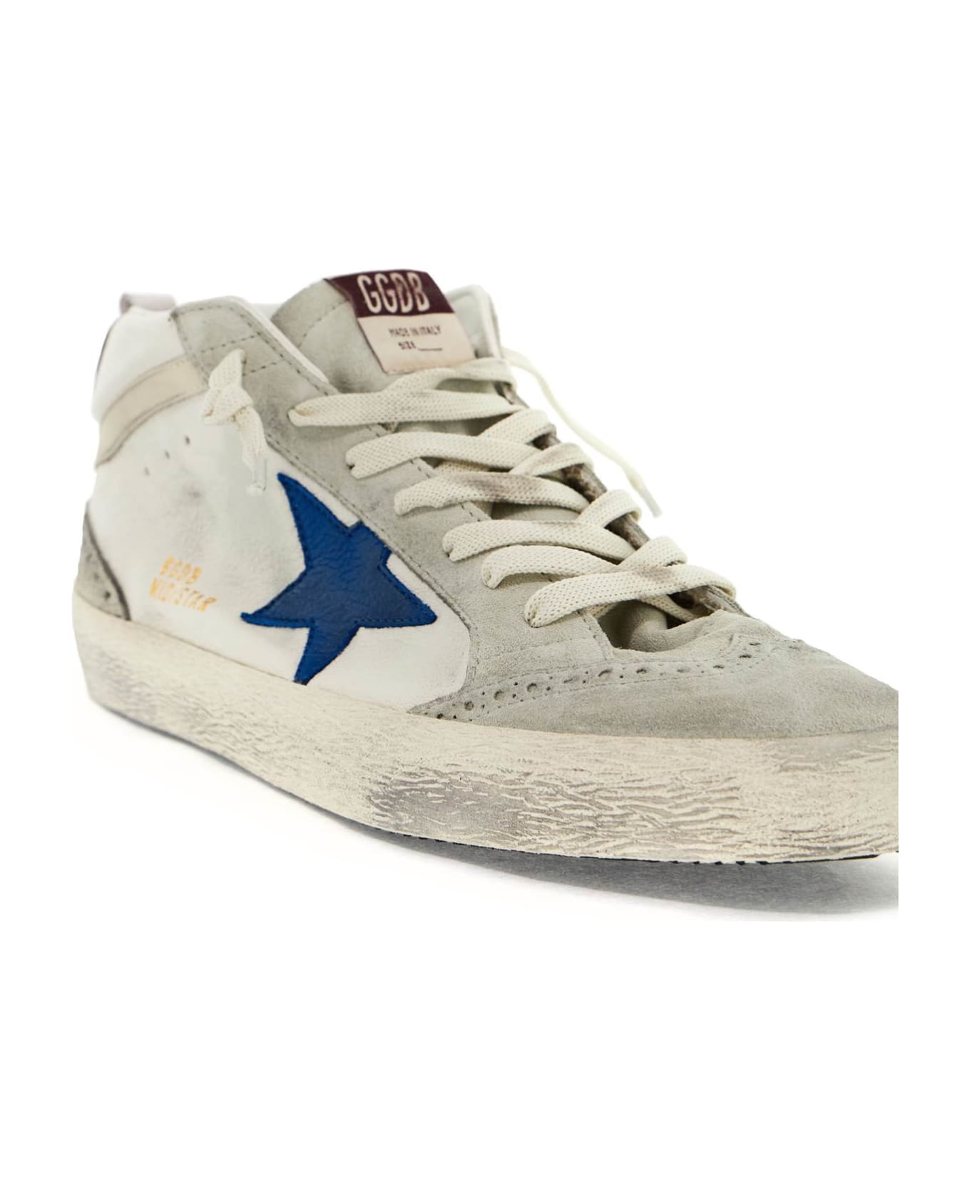 Golden Goose Mid Star Sneakers By - WHITE/BLUE/SILVER (White)