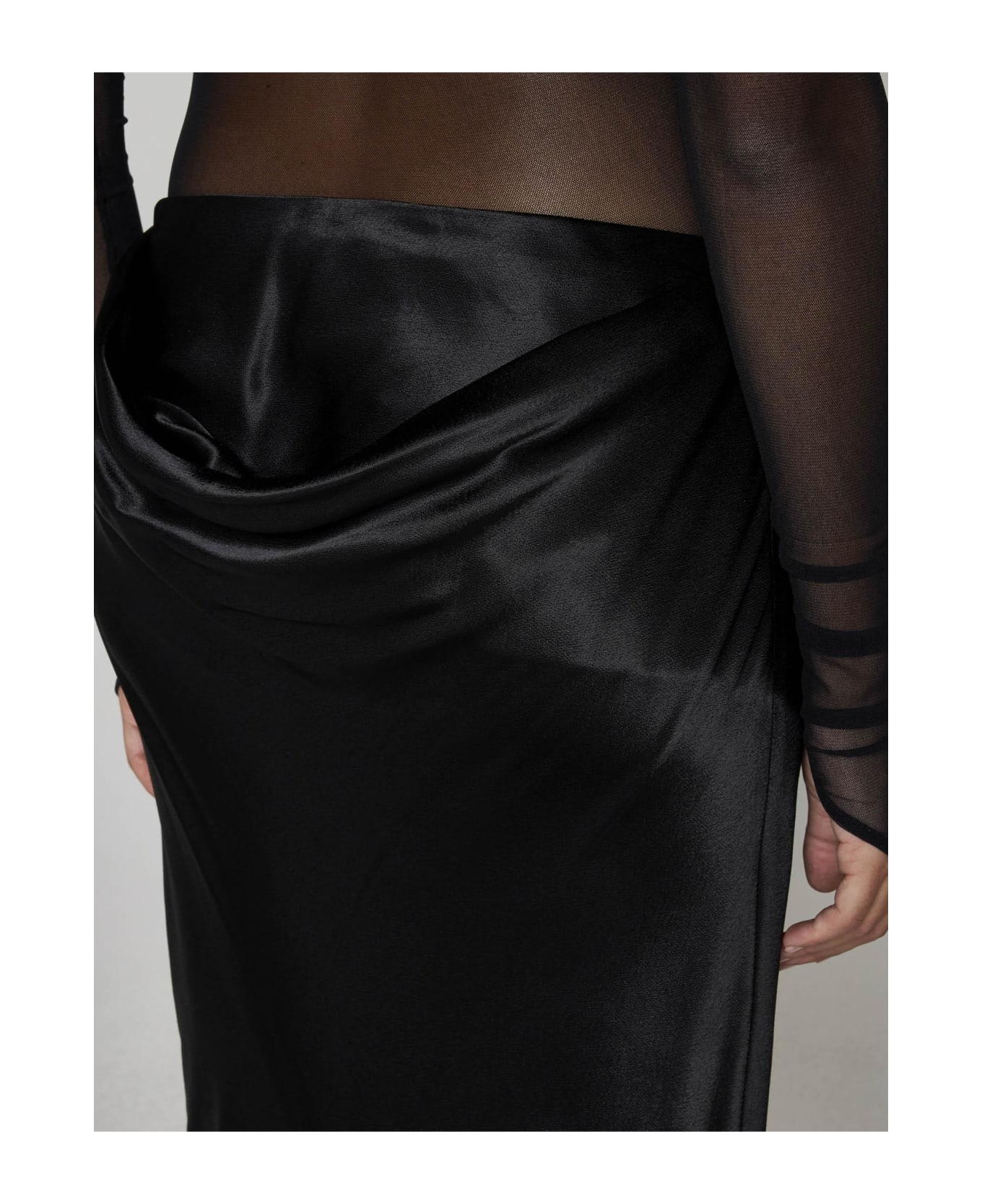Ann Demeulemeester Madeleen Satin Long Skirt - BLACK