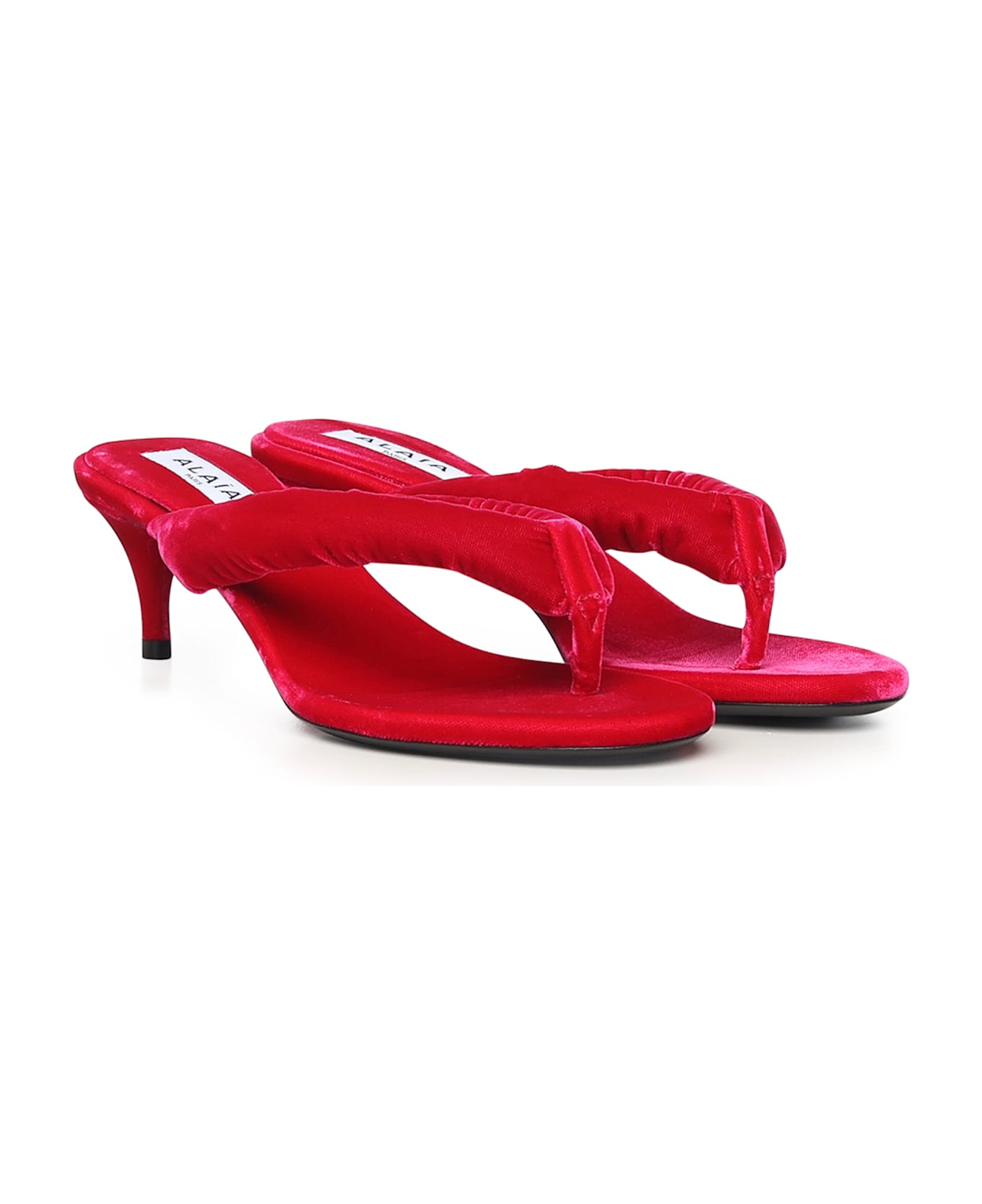 Alaia Velvet Heeled Flip-flop Mule - Fuchsia
