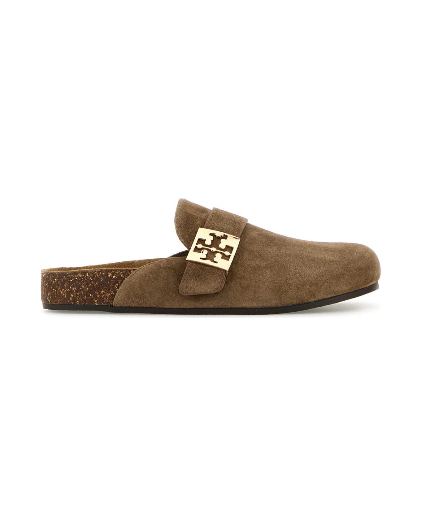 Tory Burch Beige Suede Mellow Slippers - RIVERROCKGOLD フラットシューズ