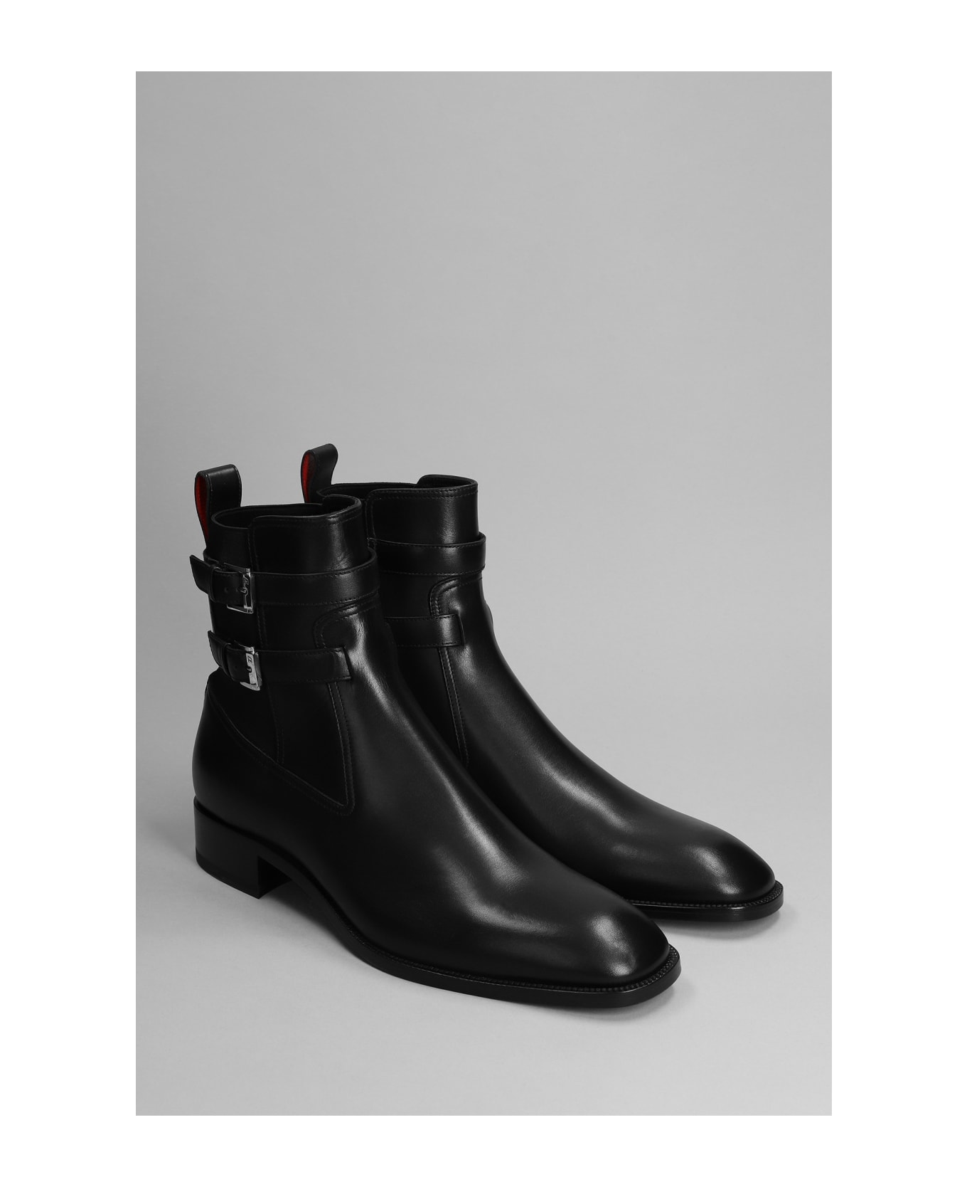 Christian Louboutin Sahni Horse Flat Ankle Boots In Black Leather - black