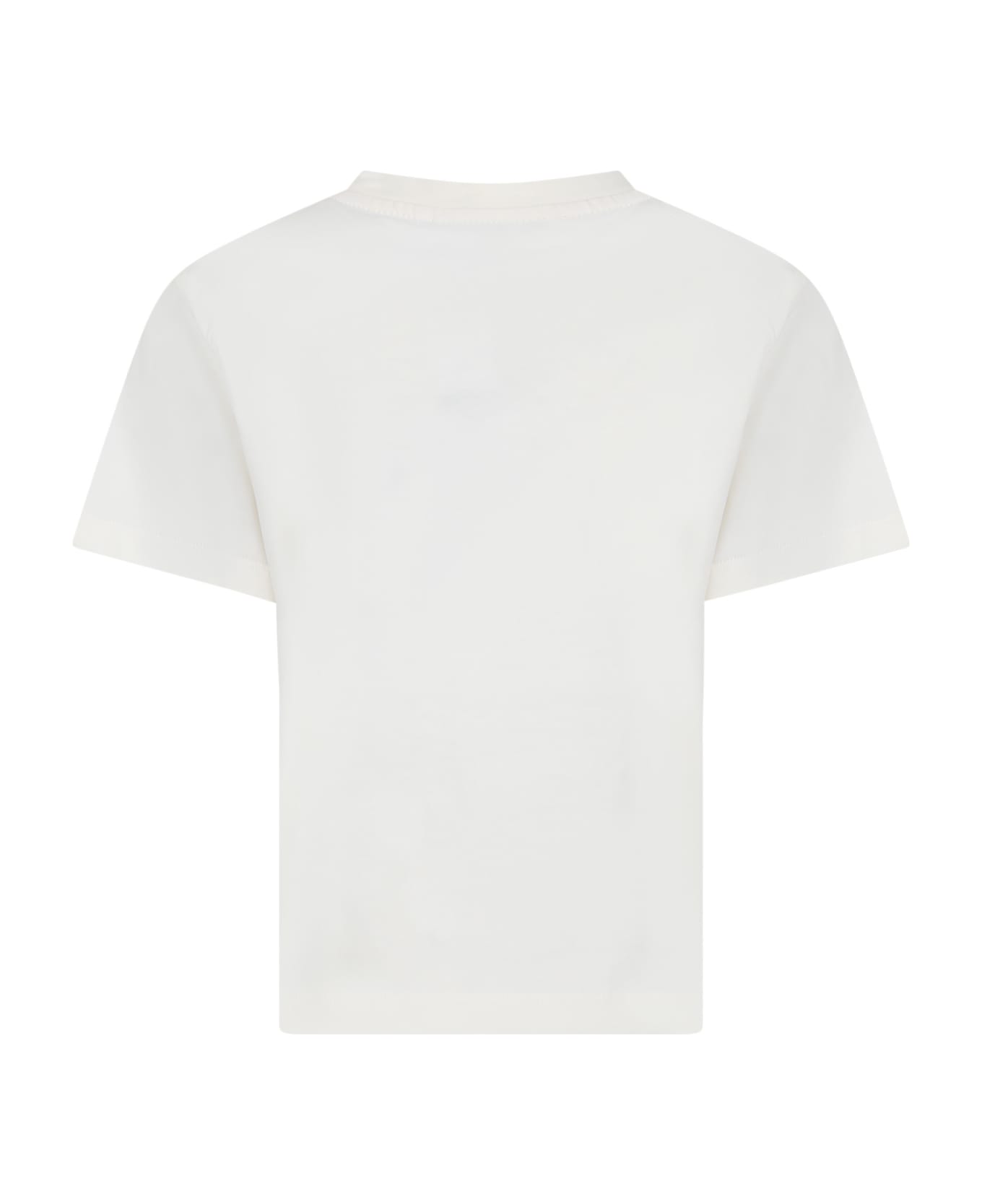 MSGM Ivory T-shirt For Kids With Logo - Crema