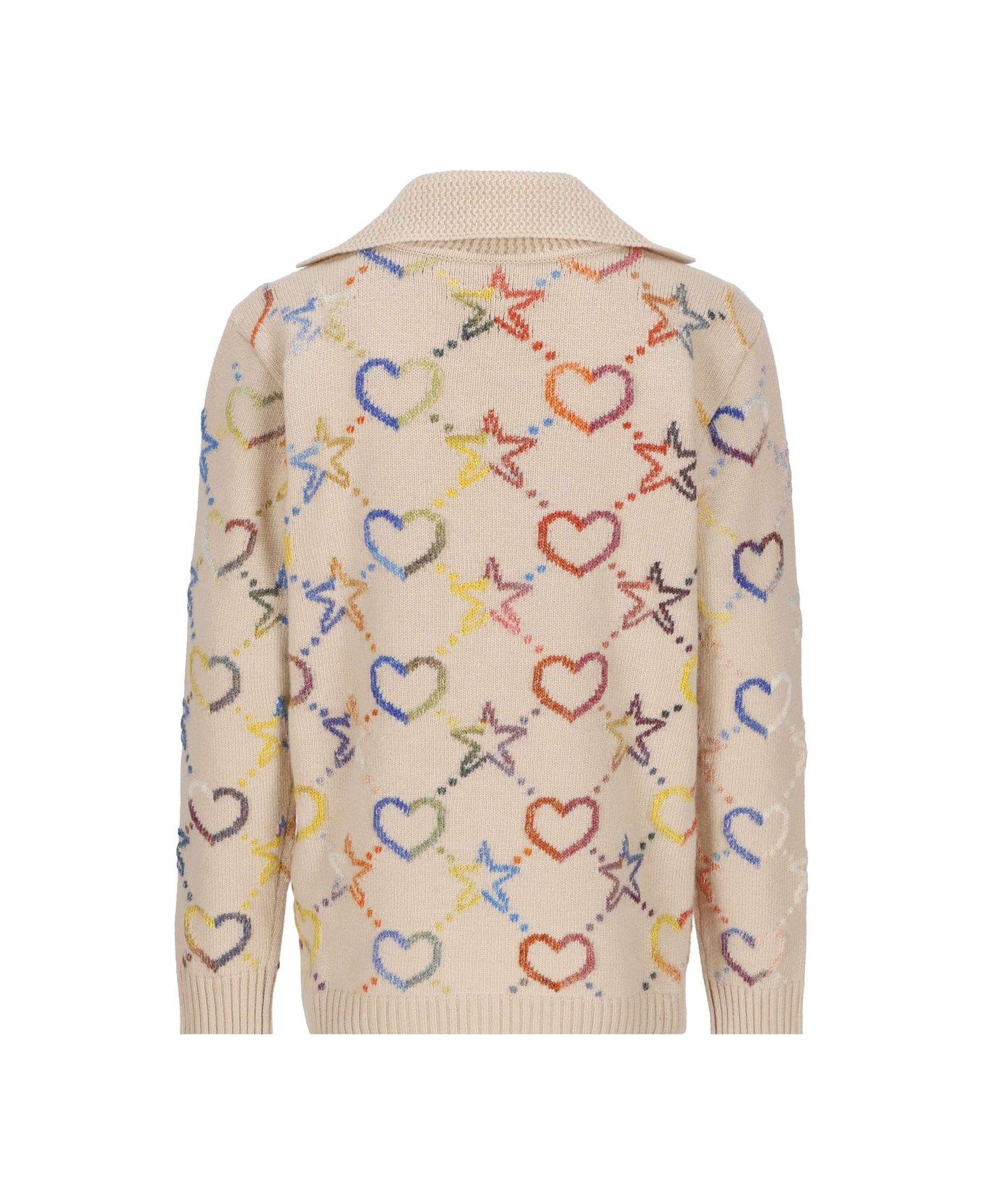Gucci All-over Patterned Long-sleeved Jumper - Ivory Multicolor