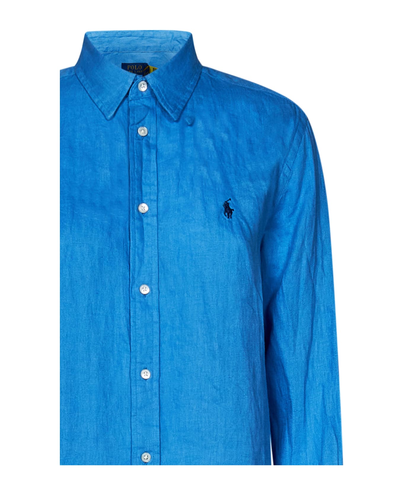 Polo Ralph Lauren Logo Embroidered Round Hem Shirt - Blue