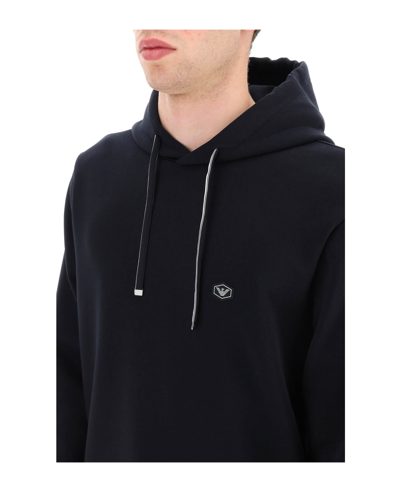 Emporio Armani Double Jersey Hoodie - BLU NAVY (Blue)