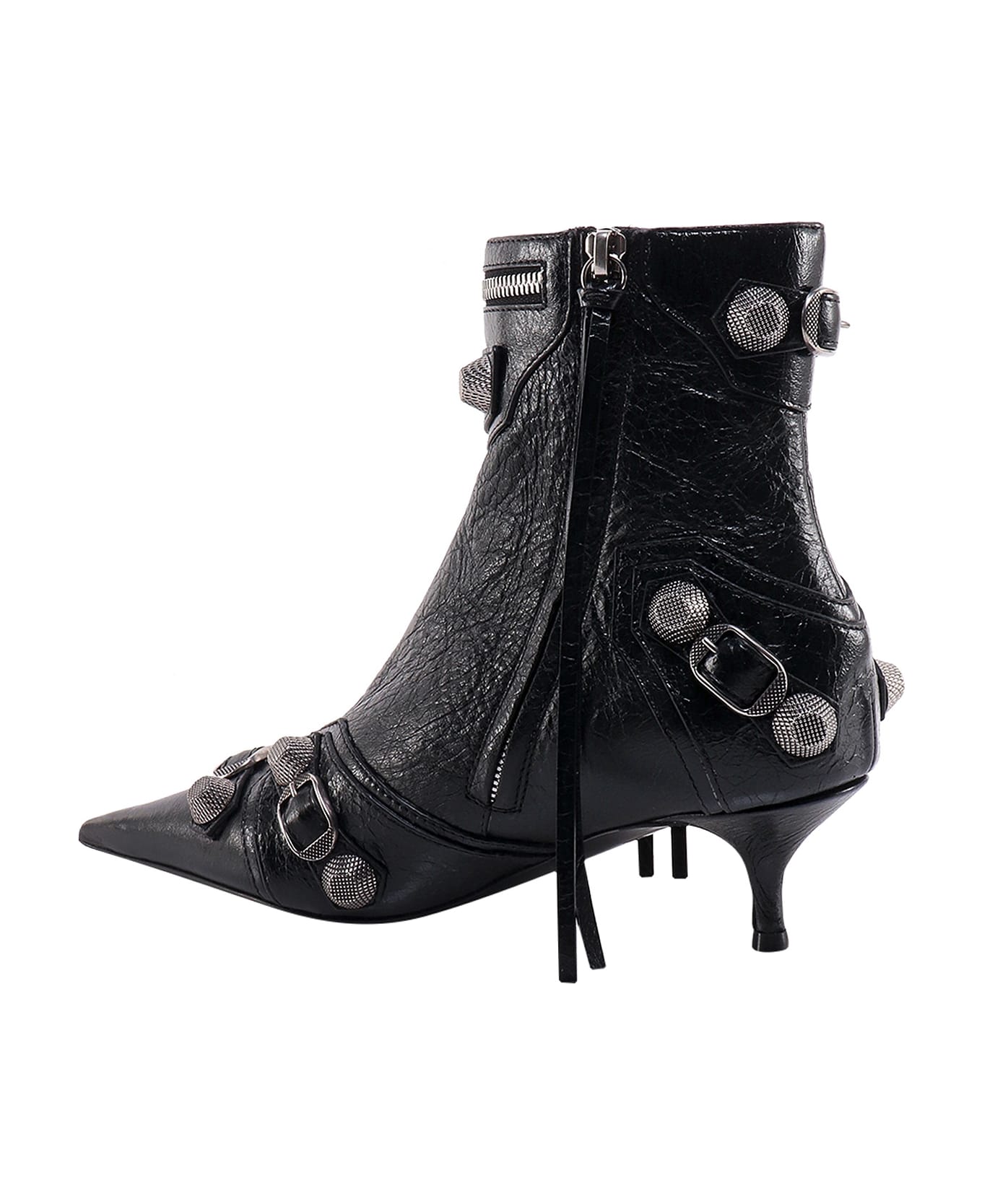 Balenciaga Low Heels Ankle Boots In Black Leather - Black ブーツ
